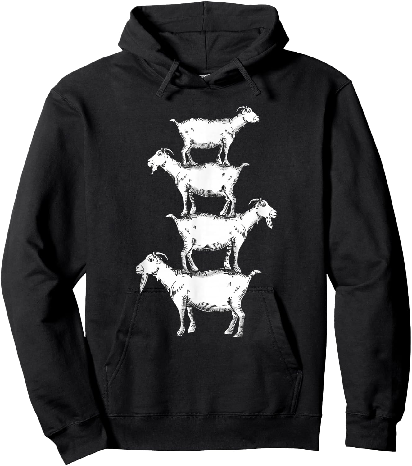 Vintage Four Buck Goats Over Each Other Farmer Goat Lovers Hoodie - Hoodie | Black