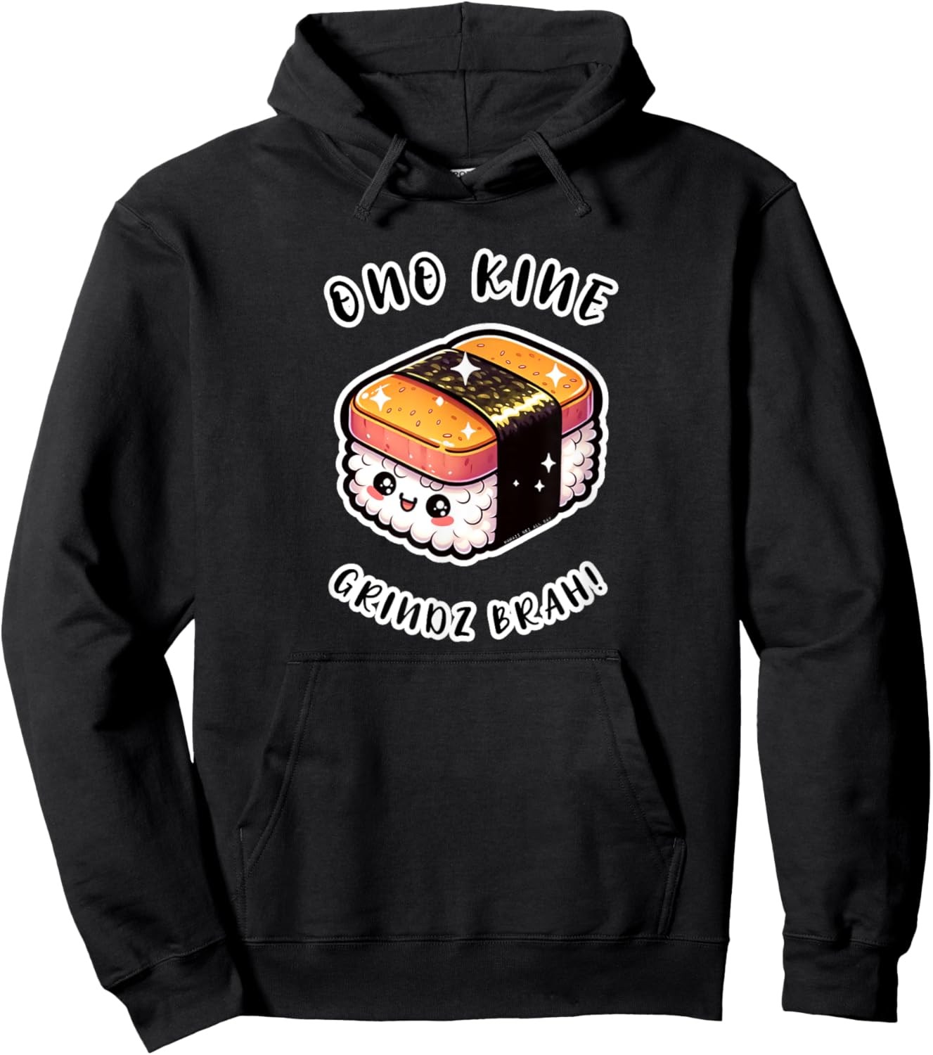 Ono Kine Grindz Brah Kawaii Musubi by Hawaii Nei All Day Hoodie - Hoodie | Black