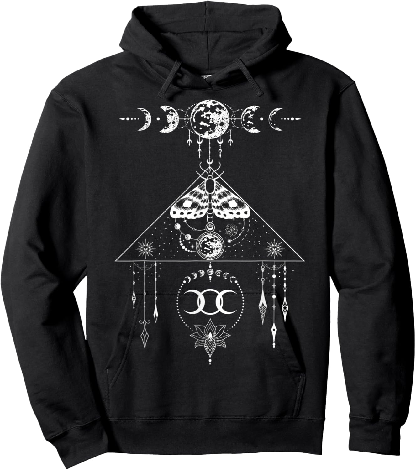Floral Moth Butterfly Flower Celestial Geometry Hoodie - Hoodie | Black