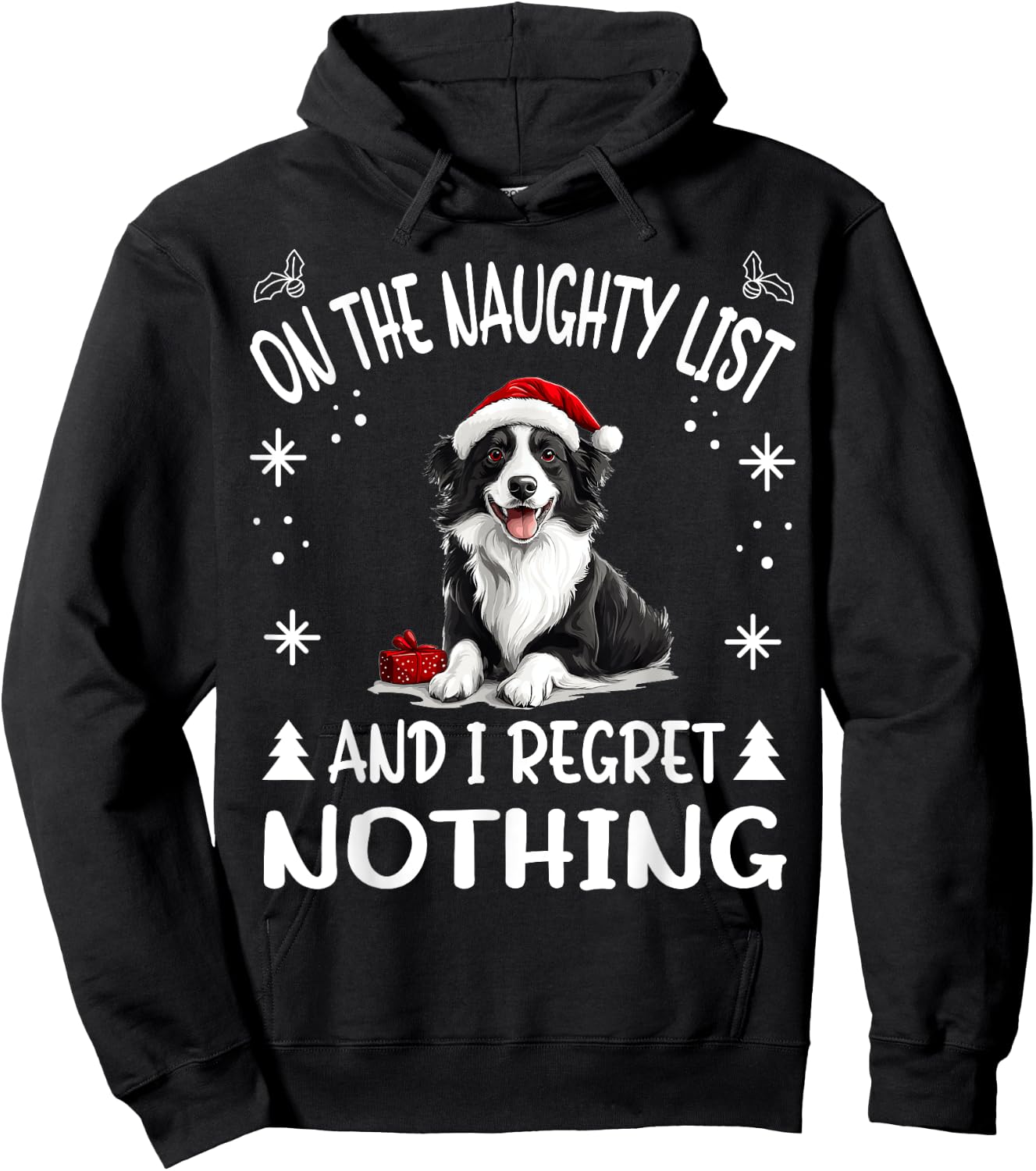 Cute Border Collie Dog Christmas On The Naughty List and I Hoodie - Hoodie | Black
