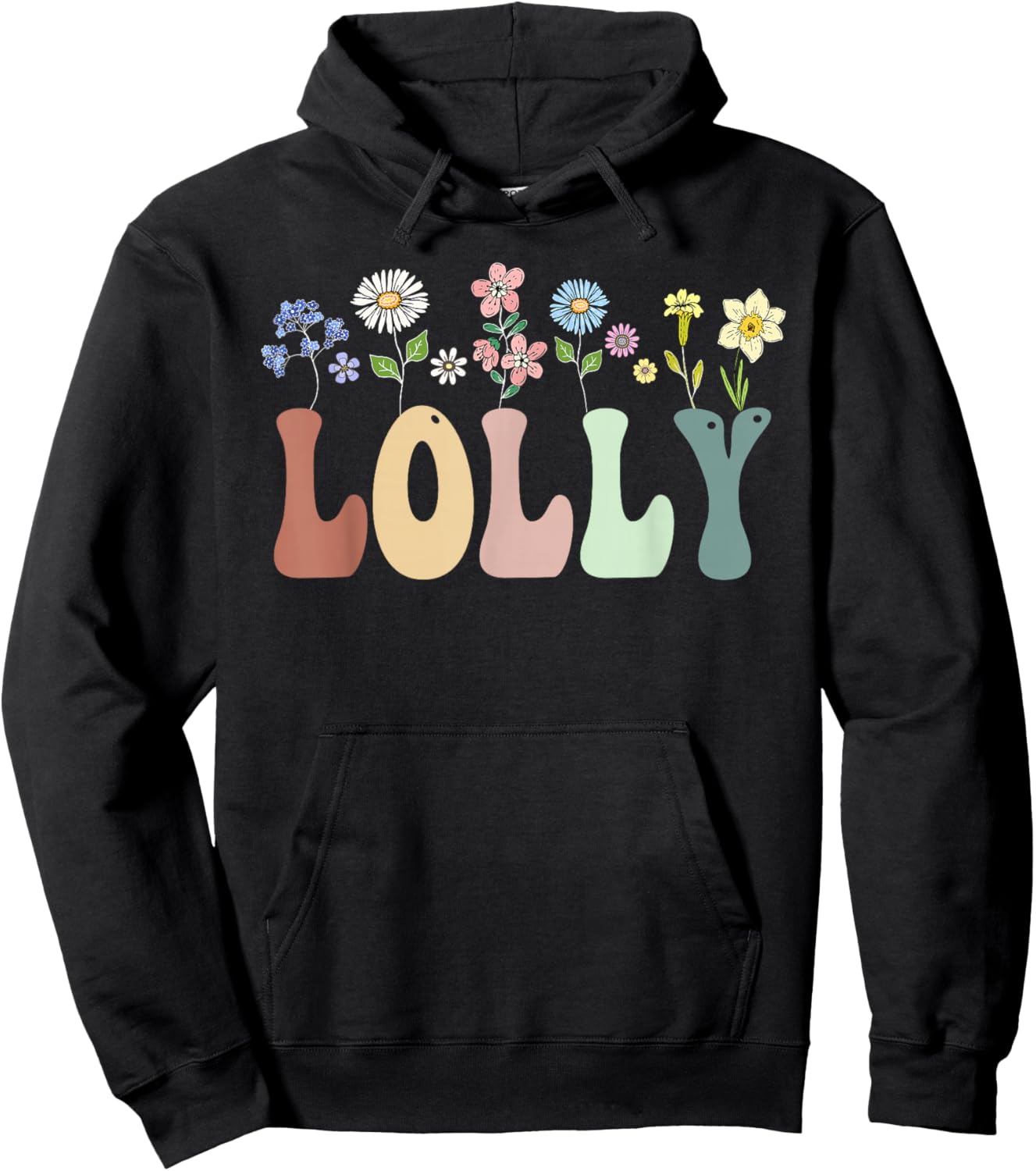 Lolly Gifts Women Wildflower Floral Design Lolly Hoodie - Hoodie | Black
