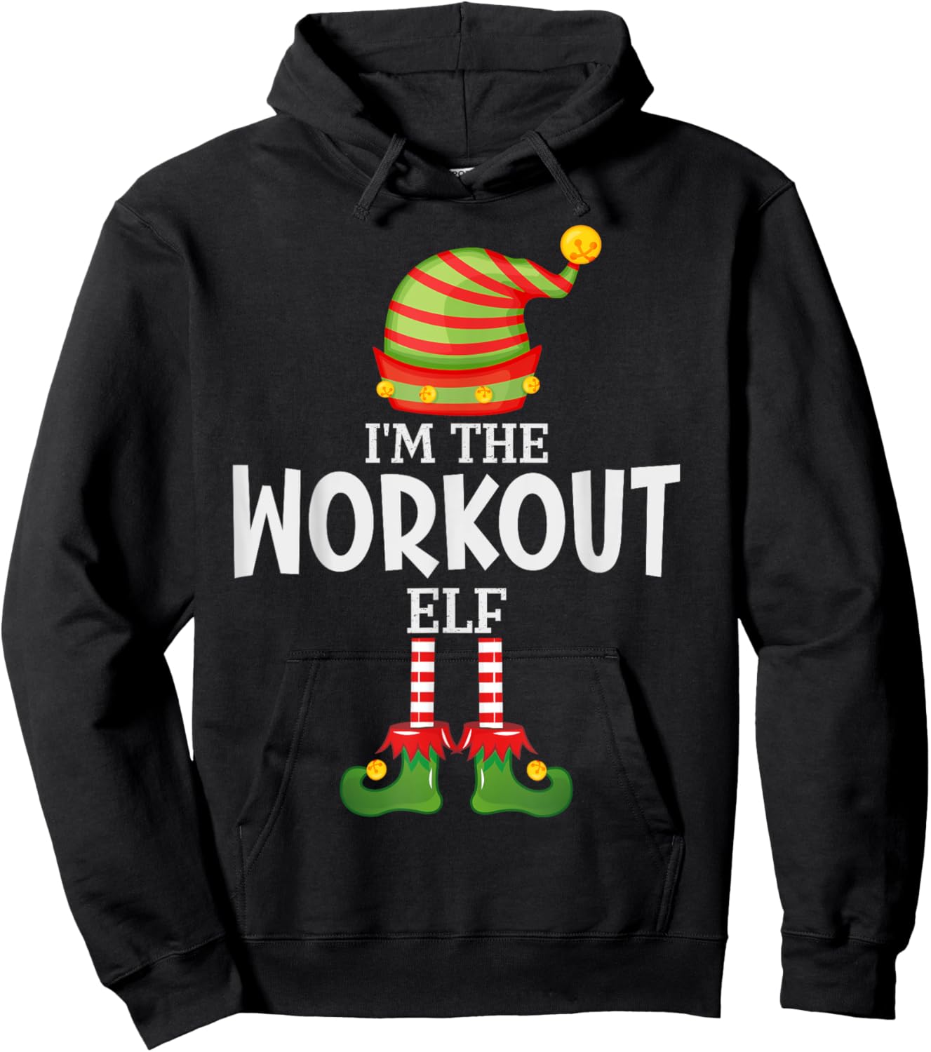 I'm The Workout Elf Christmas Matching Pajama Hoodie - Hoodie | Black
