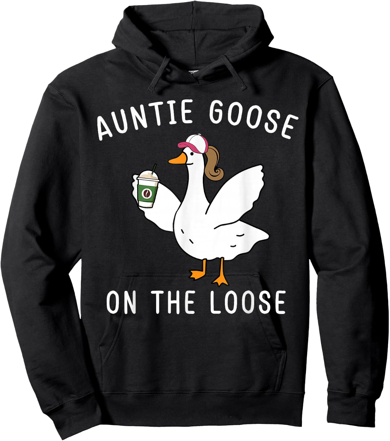 Funny Auntie Goose On The Loose Funny Farm Aunt - -Adults, Black, Small, Short Sleeve Hoodie - Hoodie | Black