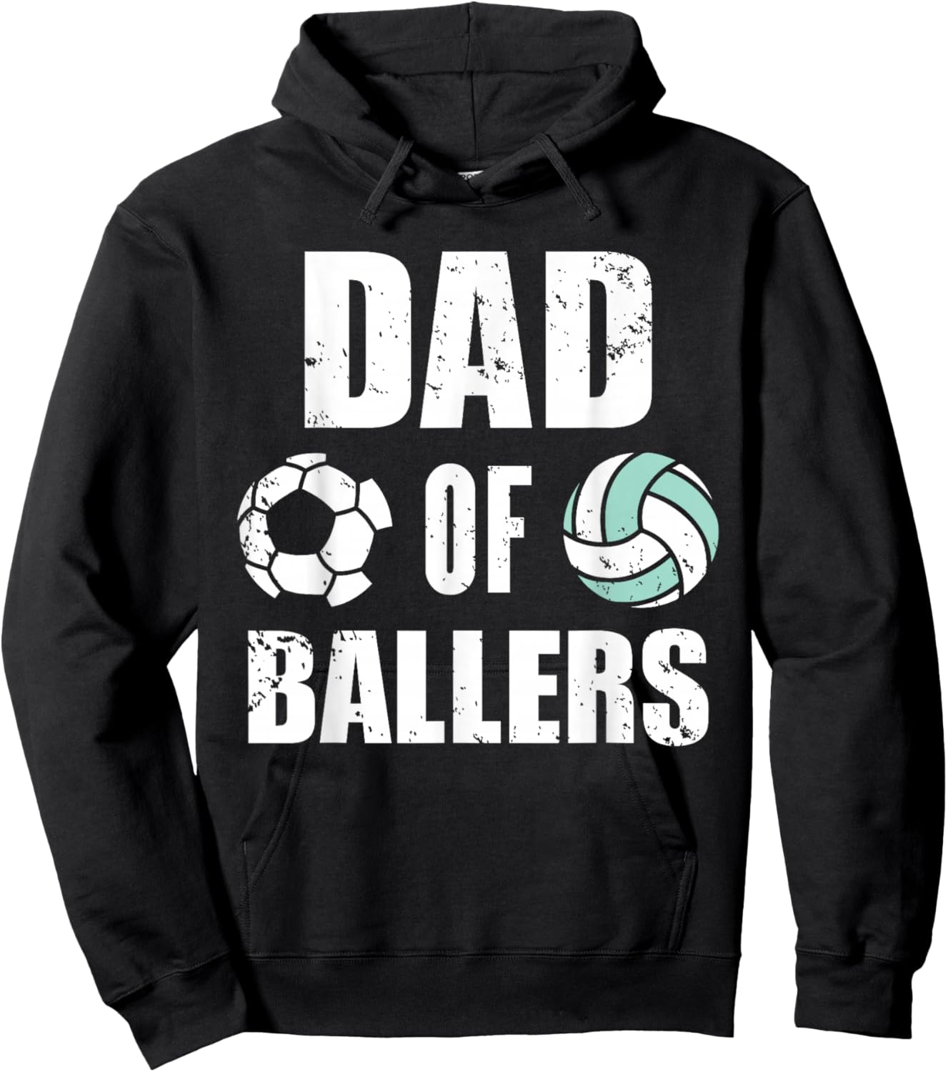 Dad Of Ballers Funny Soccer Volleyball Dad Hoodie - Hoodie | Black