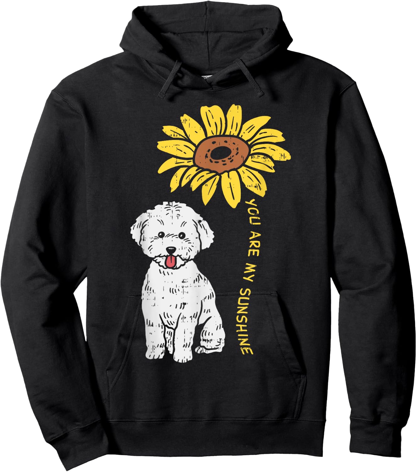 BoredKoalas You Are My Sunshine Bichon Frise Sunflower -Adults Kids Dog Lover Hoodie - Hoodie | Black