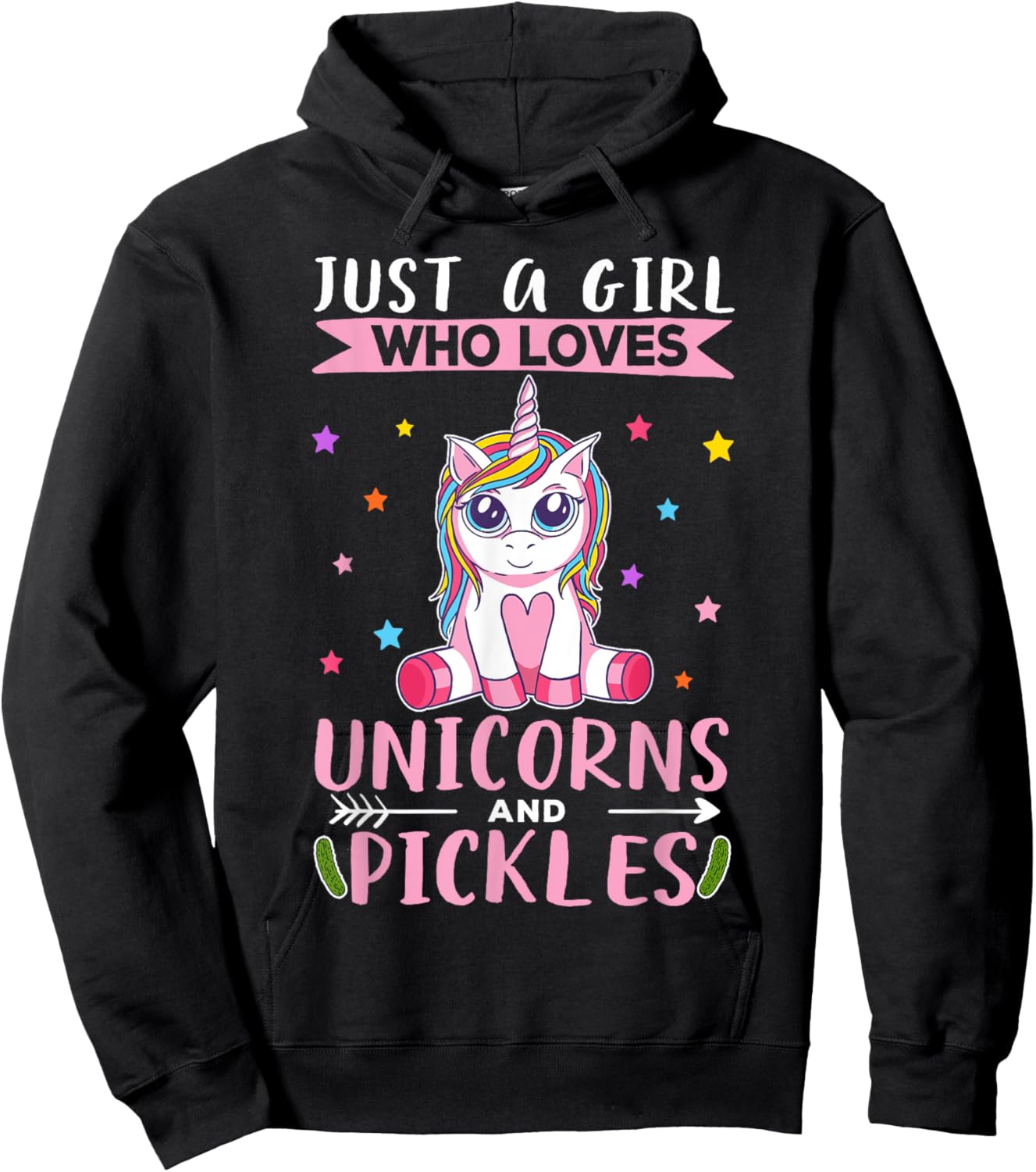 Just A Girl Who Loves Unicorns And Pickles Unicorn Hoodie - Hoodie | Black