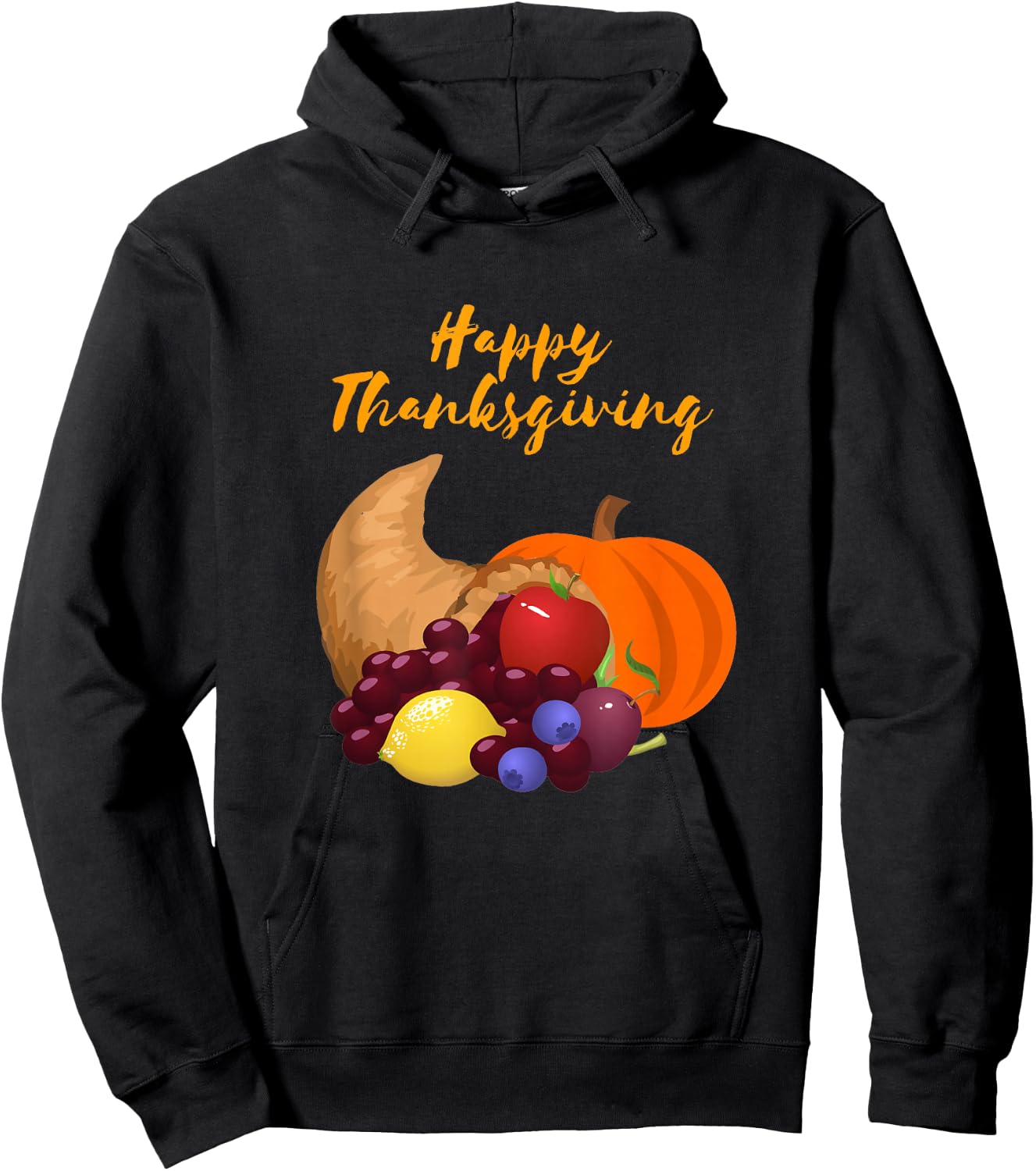 Happy Thanksgiving Cornucopia design Hoodie - Hoodie | Black