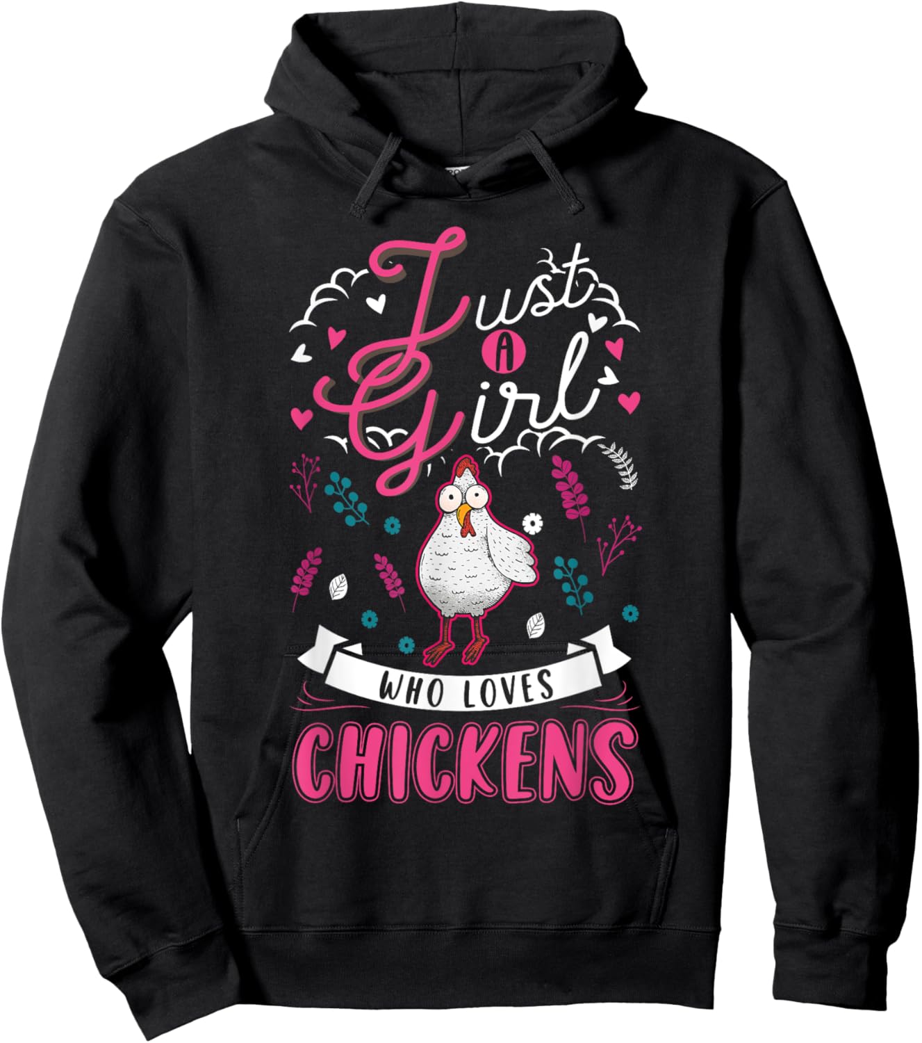 Just a girl who loves Chickens Girl Farmer Hoodie - Hoodie | Black