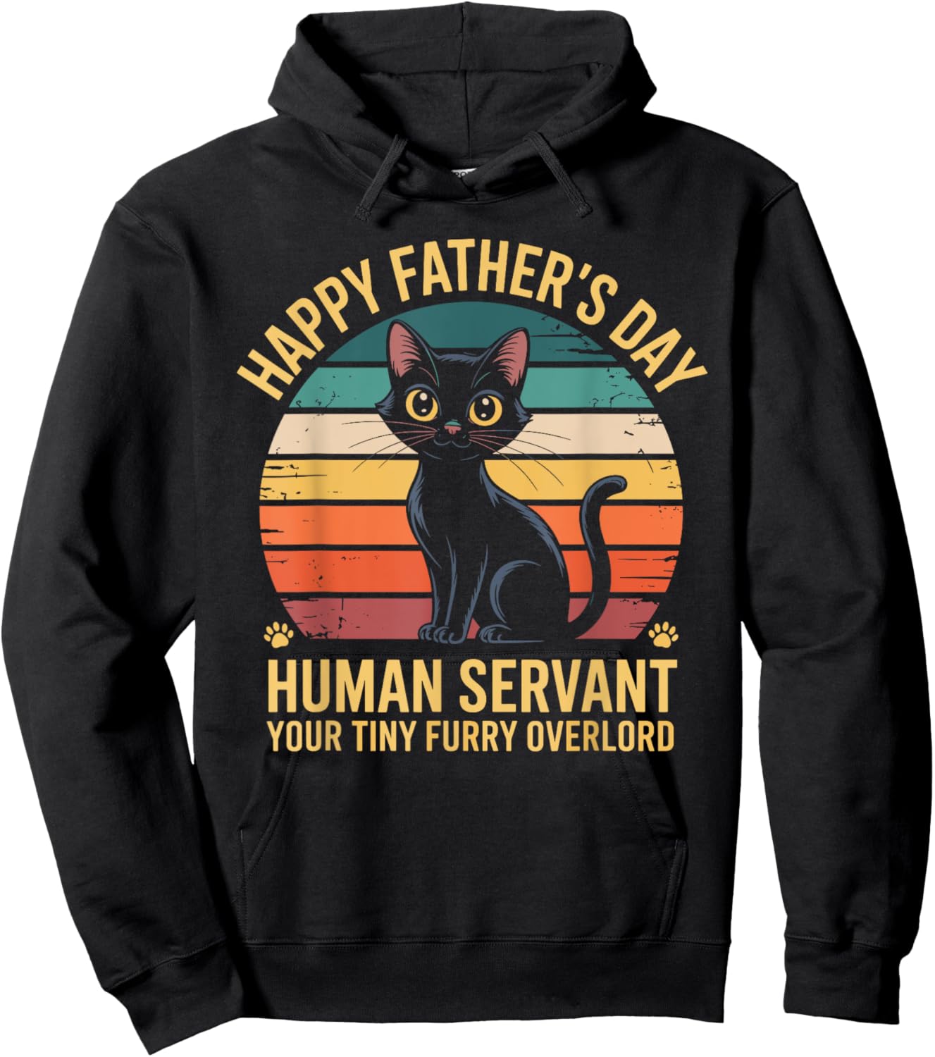 Funny Cat Dad Human Servant Retro Father's Day Hoodie - Hoodie | Black