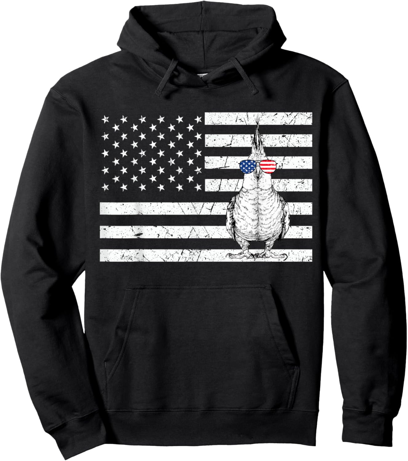 Cockatiel 4th of July Bird US American Flag Patriotic Hoodie - Hoodie | Black
