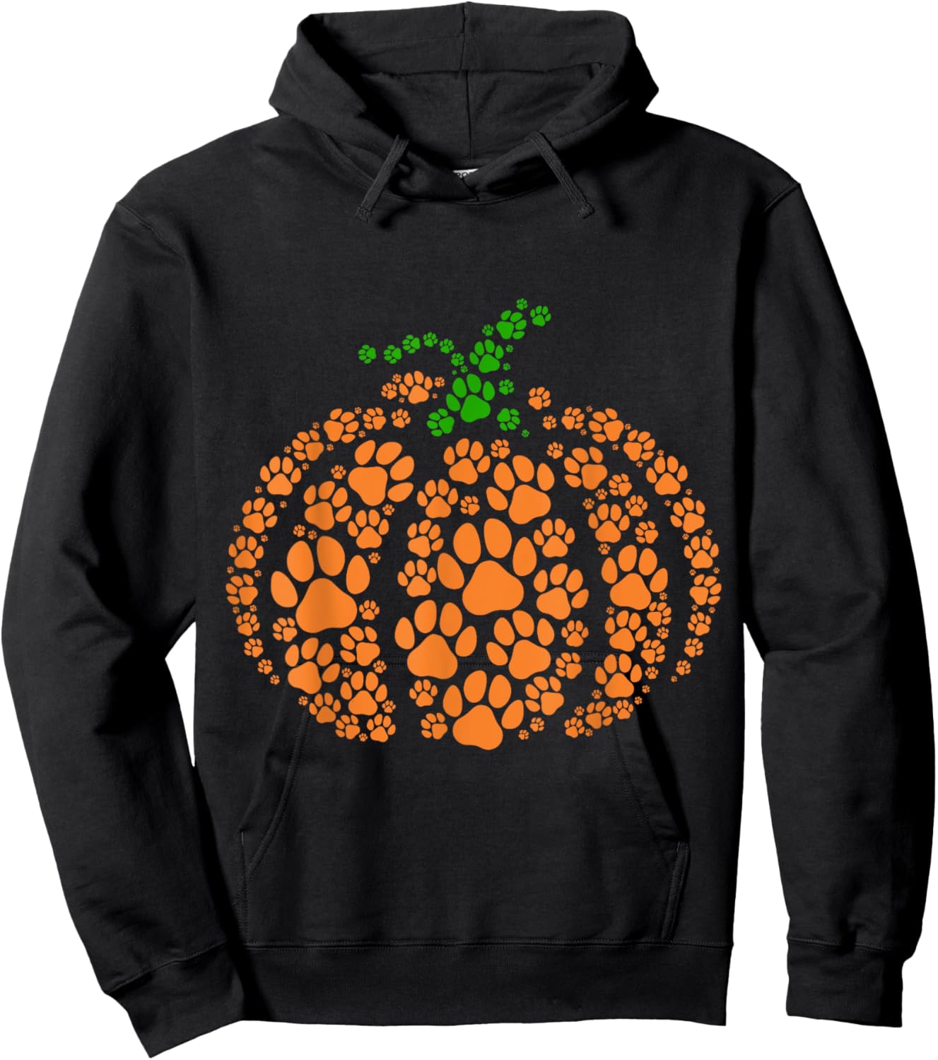 Paw Print Pumpkin Halloween Dog Cat Lover Hoodie - Hoodie | Black