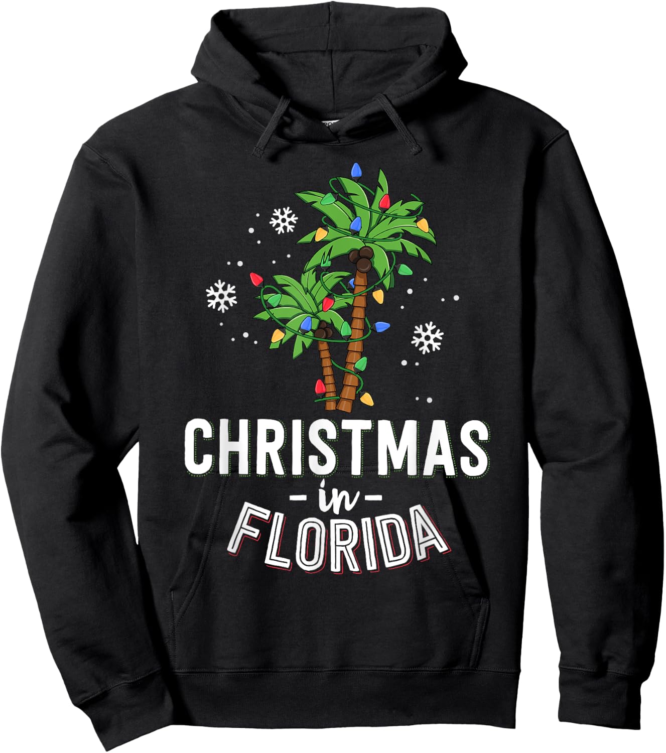 Christmas In Florida Deck The Palm Trees Family Vacation Hoodie - Hoodie | Black