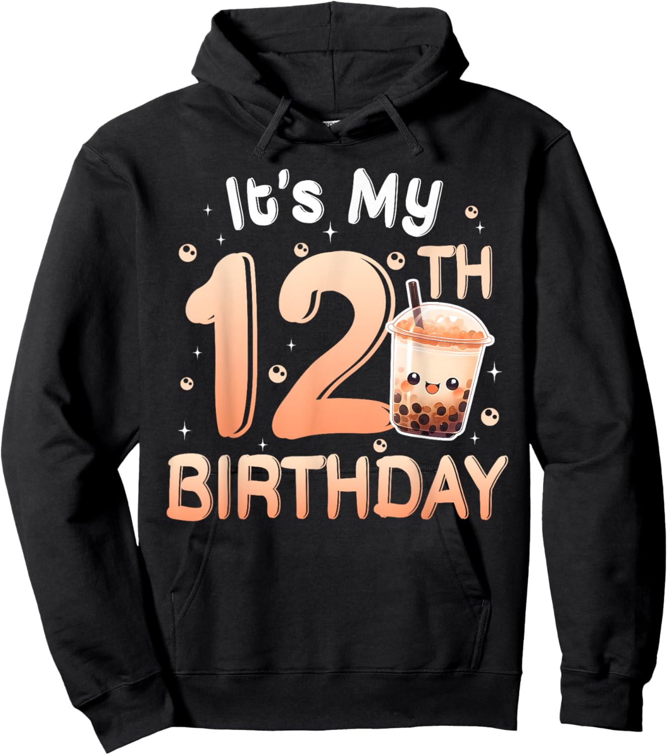 It's My 12th Birthday Bubble Boba Tea Party 12 Year Old Girl Hoodie - Hoodie | Black