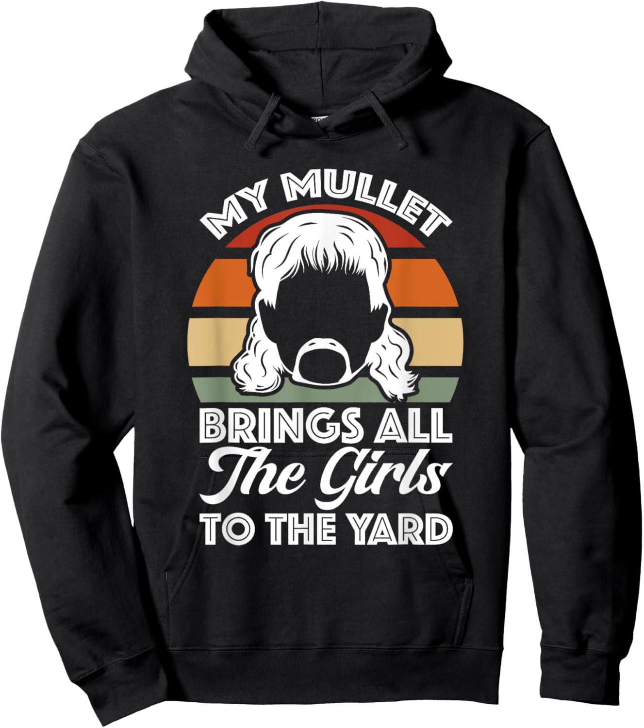 Redneck My Mullet Brings All The Girls To The Yard Retro Hoodie - Hoodie | Black