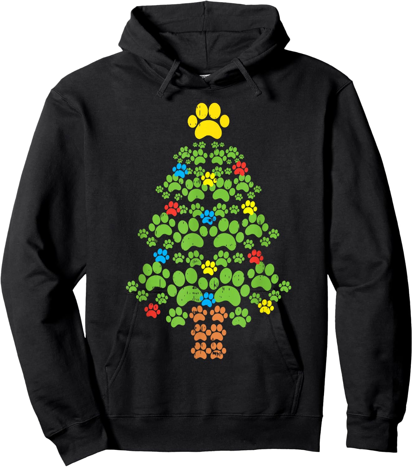 Paw Christmas Tree Cute Dog Lover Christmas Cat Owner Gift Hoodie - Hoodie | Black