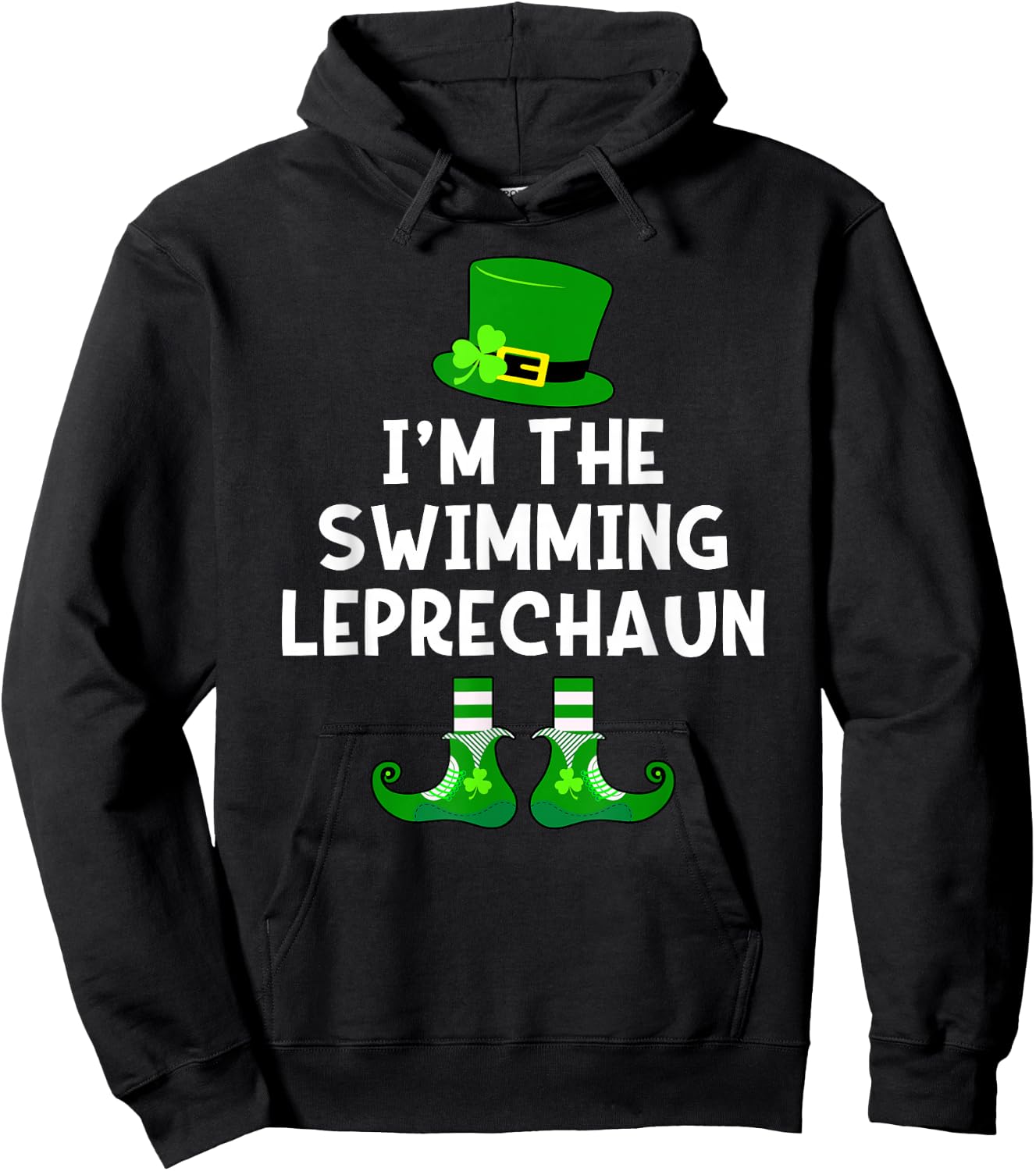 Swimming Leprechaun Funny St Patrick's Day Swim Hoodie - Hoodie | Black
