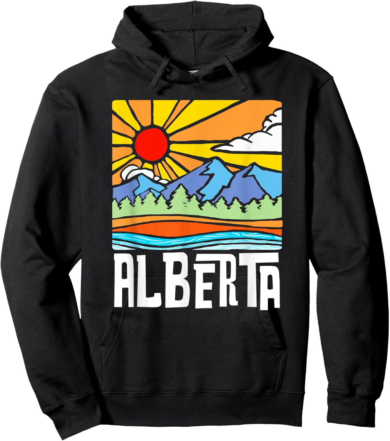 Alberta Canada Artistic Nature & Mountains Vintage Hoodie - Hoodie | Black