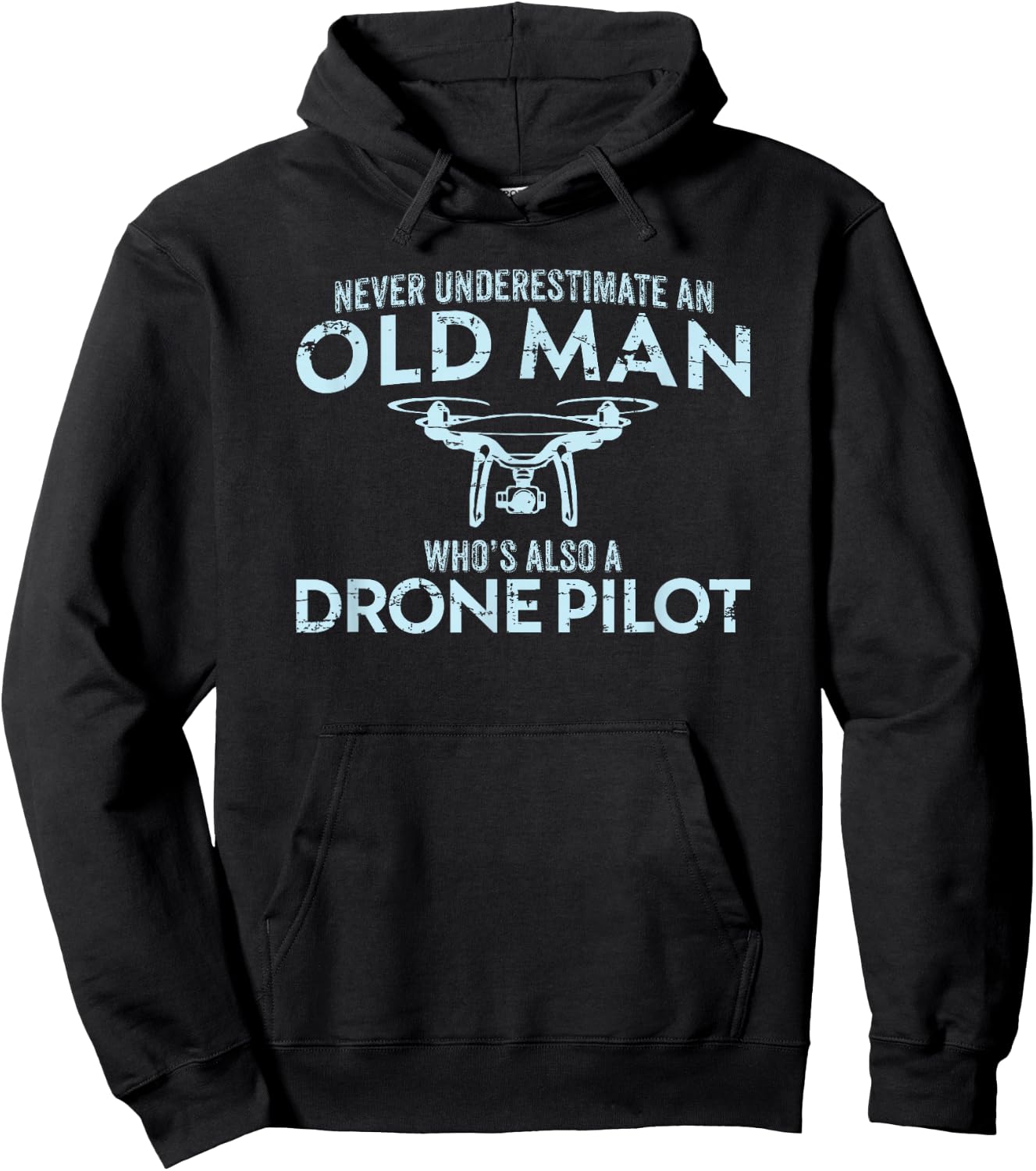 Old Man Drone Pilot Men Quadcopter Operator Gift UAV Hoodie - Hoodie | Black