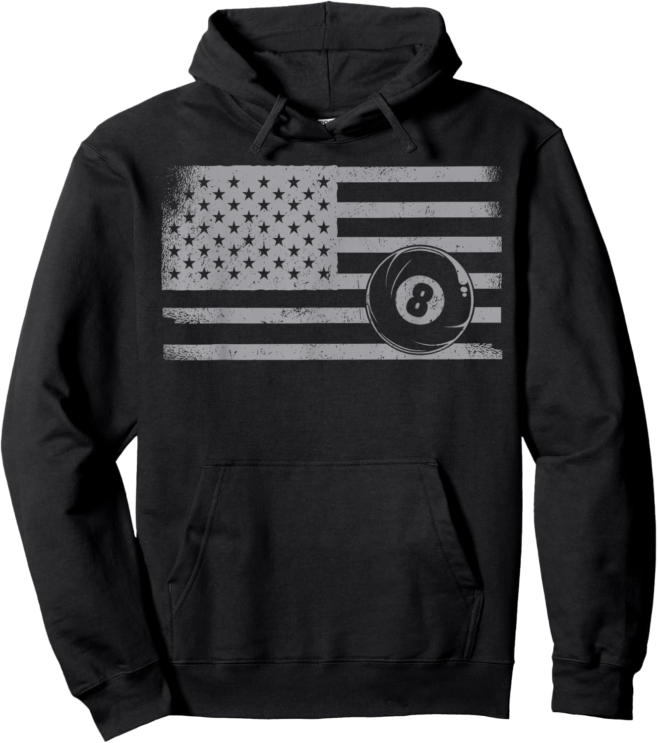 Billiards Pool Player Ball American Flag Vintage 8 Ball Men Hoodie - Hoodie | Black