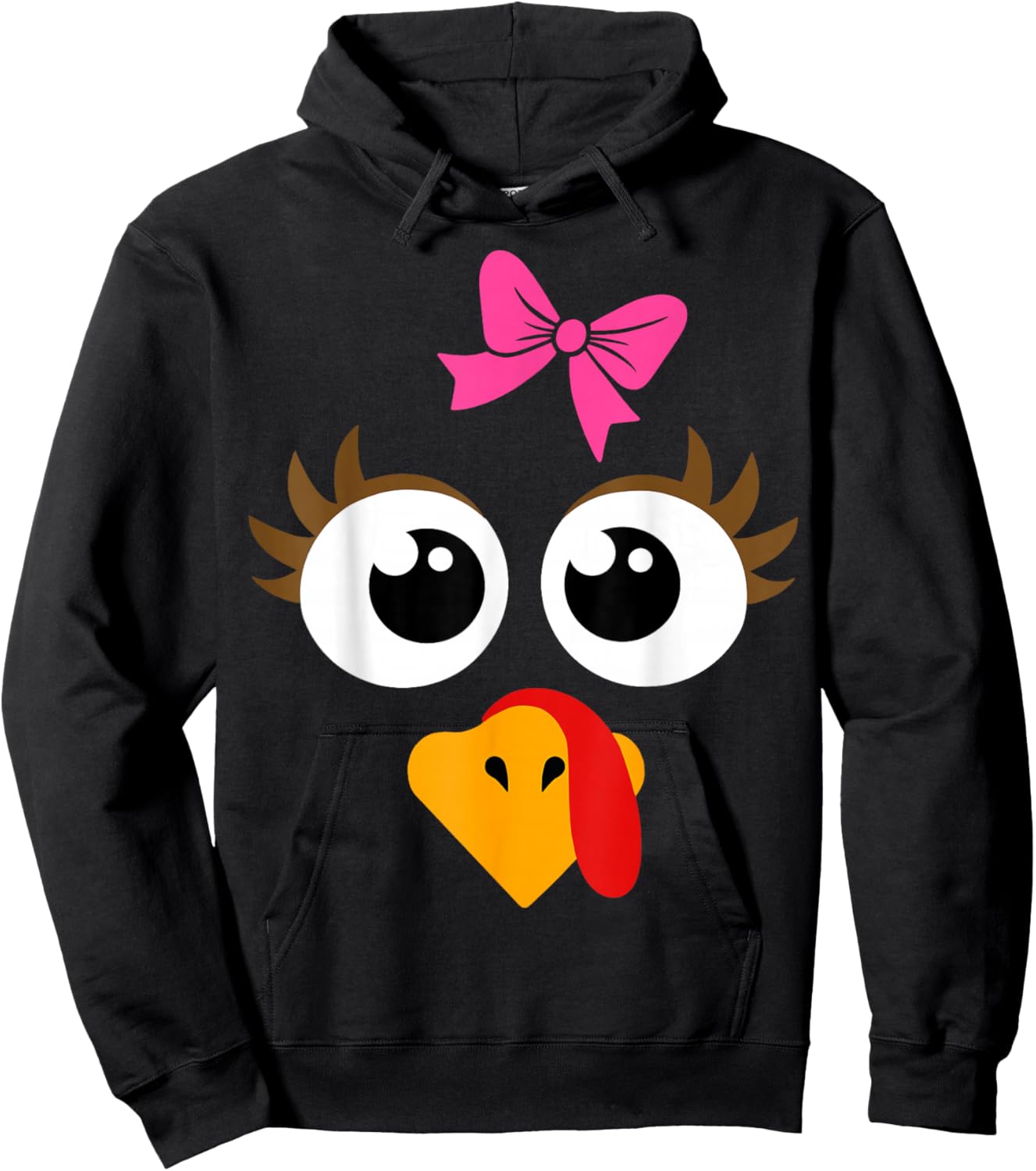 Cute Thanksgiving Turkey Face Shirt Women Girls Turkey Day Hoodie - Hoodie | Black