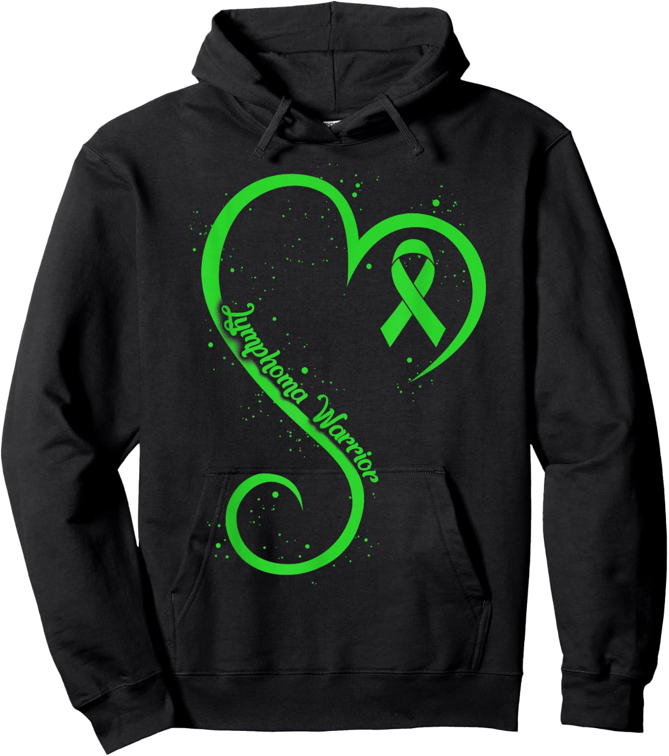 Non Hodgkins Lymphoma Warrior Heart Ribbon Lime Green Cancer Hoodie - Hoodie | Black