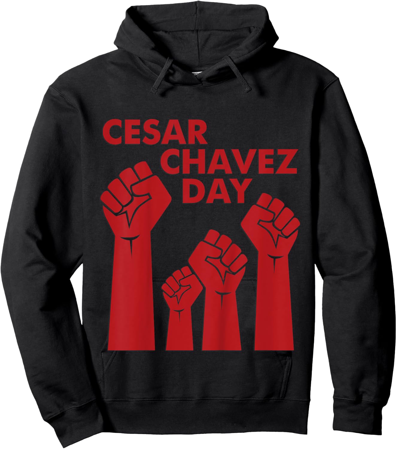 Cesar Chavez Day for Kids, Raised Fists Red March 31 Hoodie - Hoodie | Black