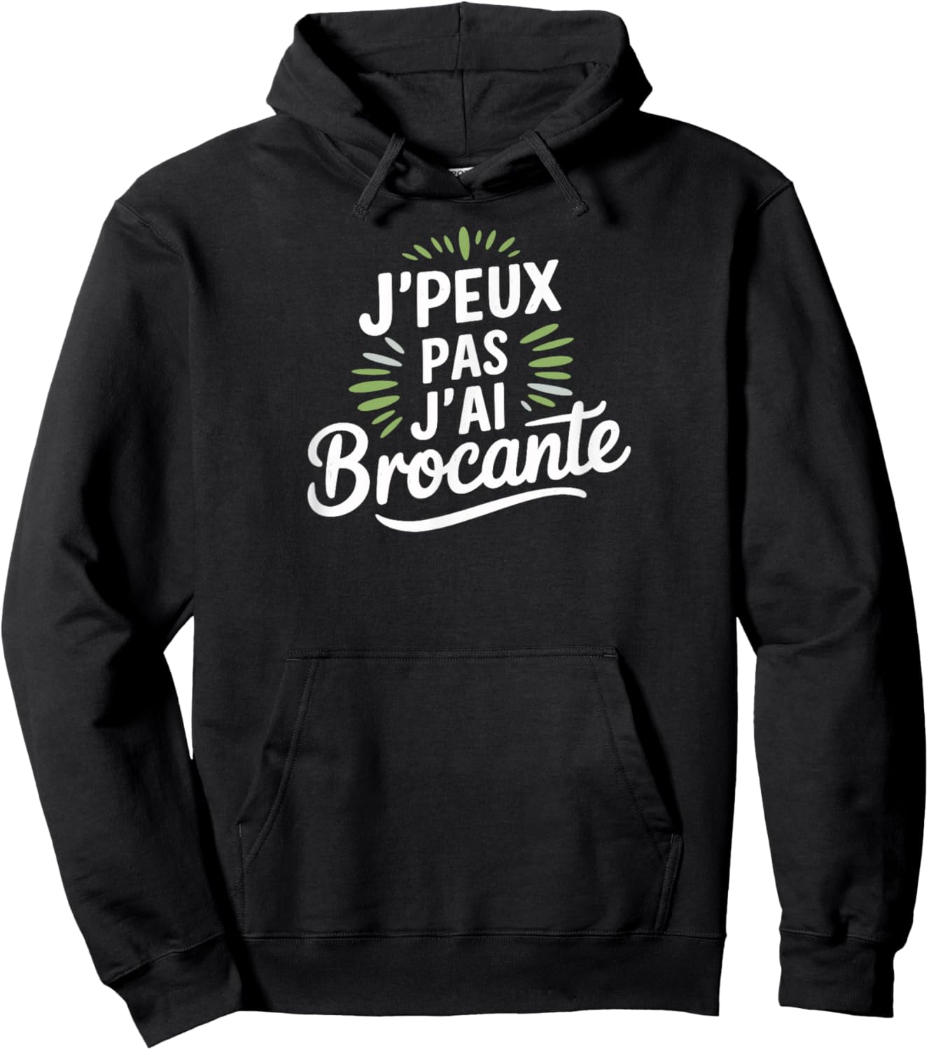J'peux pas j'ai brocante Black S Classic Fit Short Sleeve Letter Print, Black, S Hoodie - Hoodie | Black