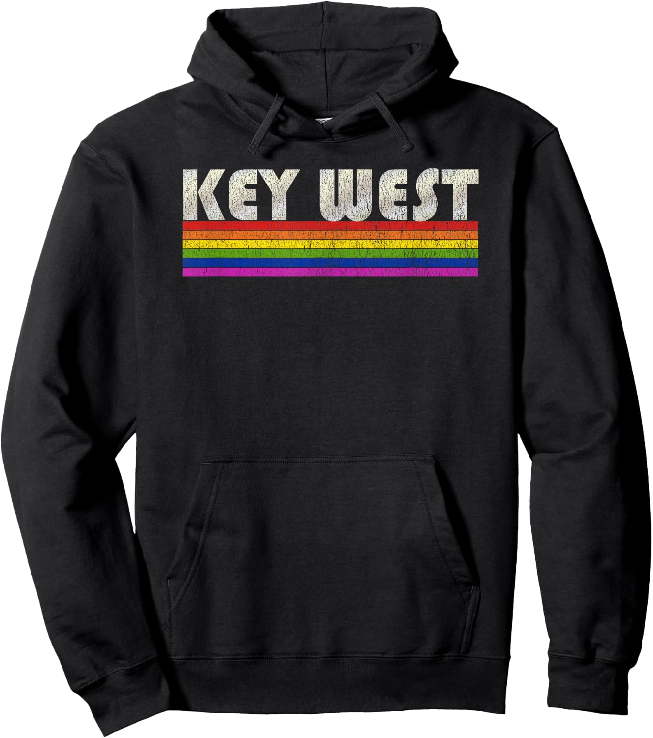Vintage 80's Style Key West Gay Pride Month Hoodie - Hoodie | Black