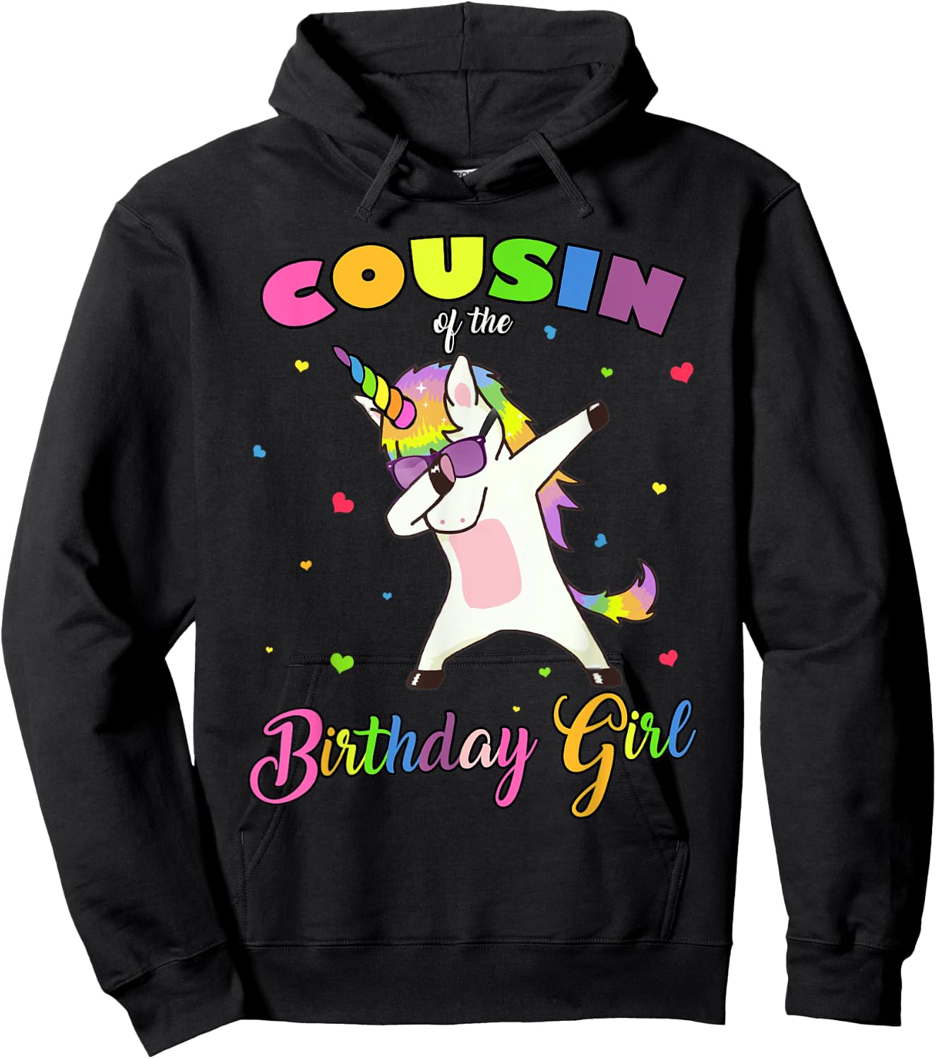 Cousin of the Birthday Girl Unicorn Princess Cousin Boy Hoodie - Hoodie | Black