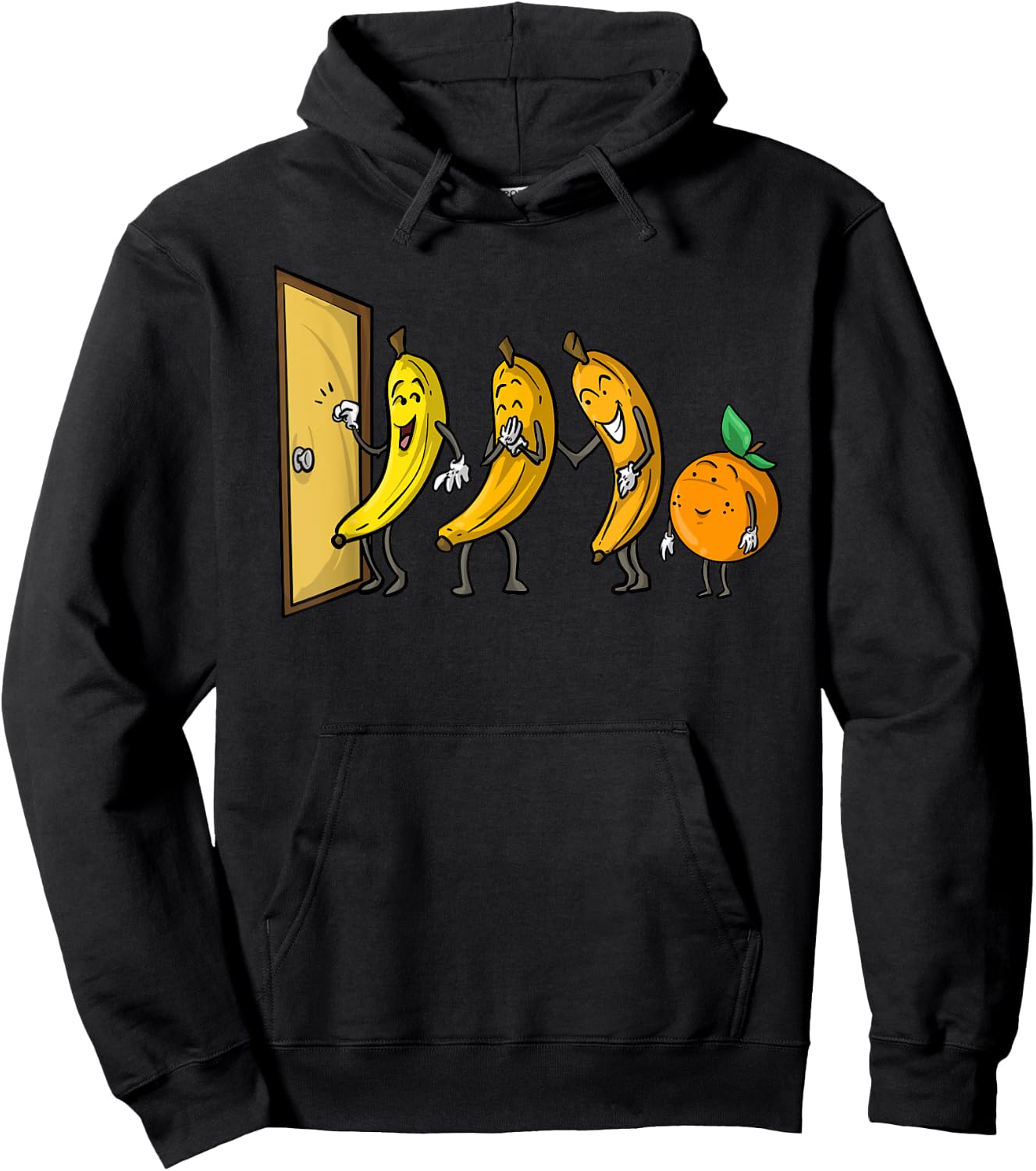 Funny Knock Knock 3 Bananas And Orange Cool Fruit Joke Gift Hoodie - Hoodie | Black