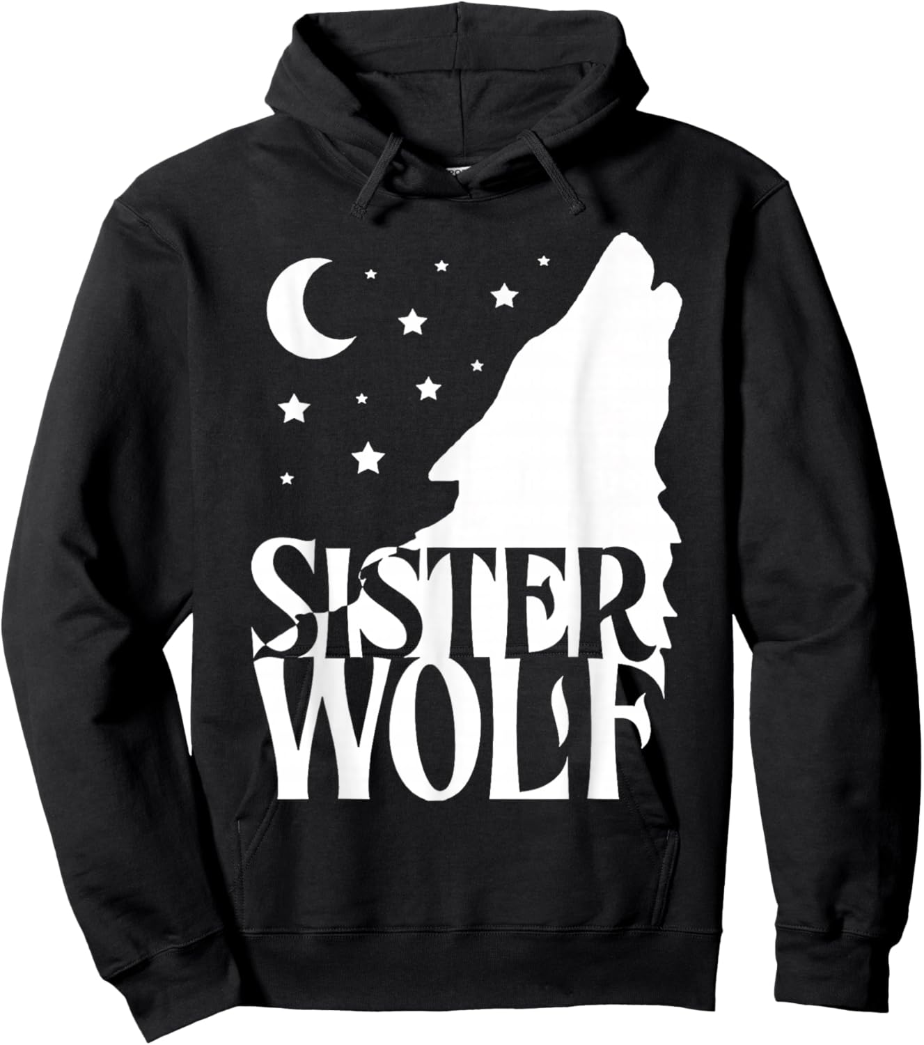 Sister Wolf Gift Matching Family Tribe Wolves Moon Hoodie - Hoodie | Black