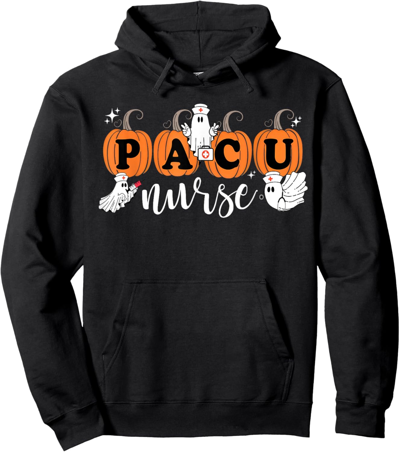 PACU Nurse Groovy Pumpkin Nurse Halloween Costume Hoodie - Hoodie | Black