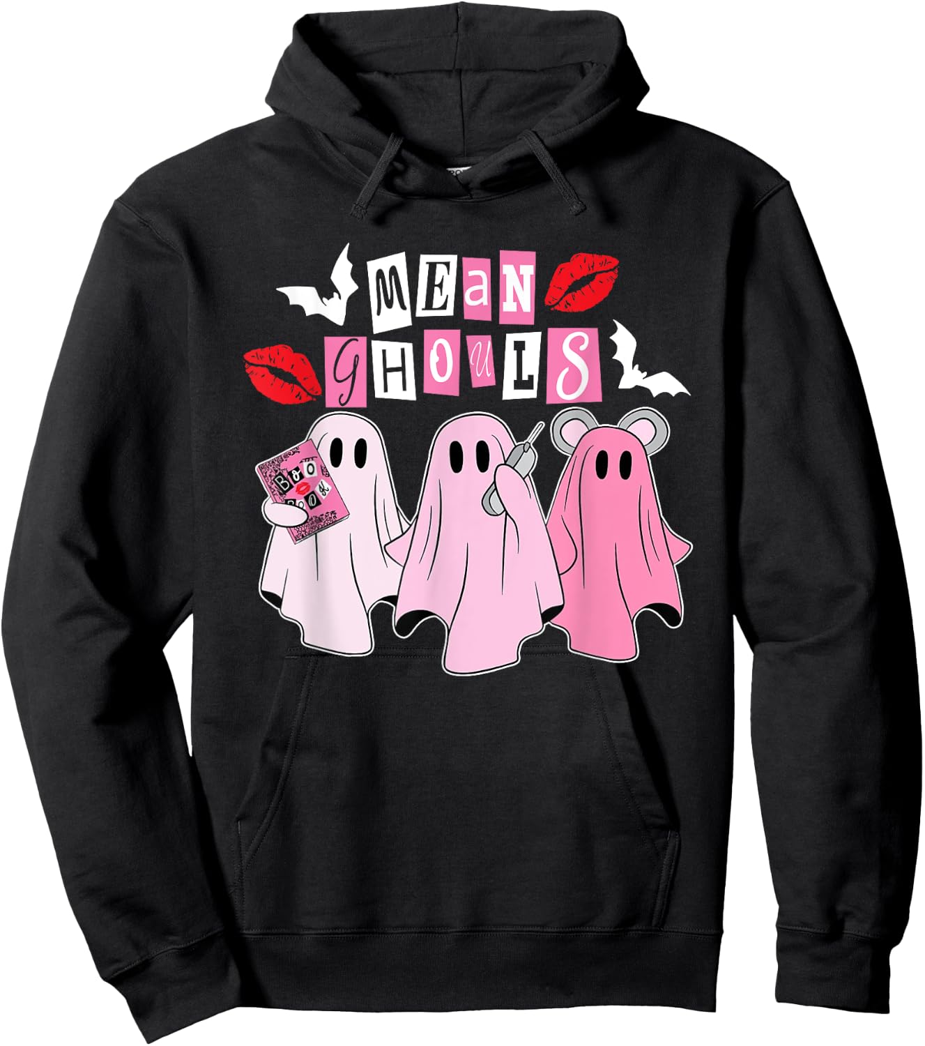 Mean Ghouls Ghost, Halloween Pink Lovers, Funny Mean Ghouls Hoodie - Hoodie | Black