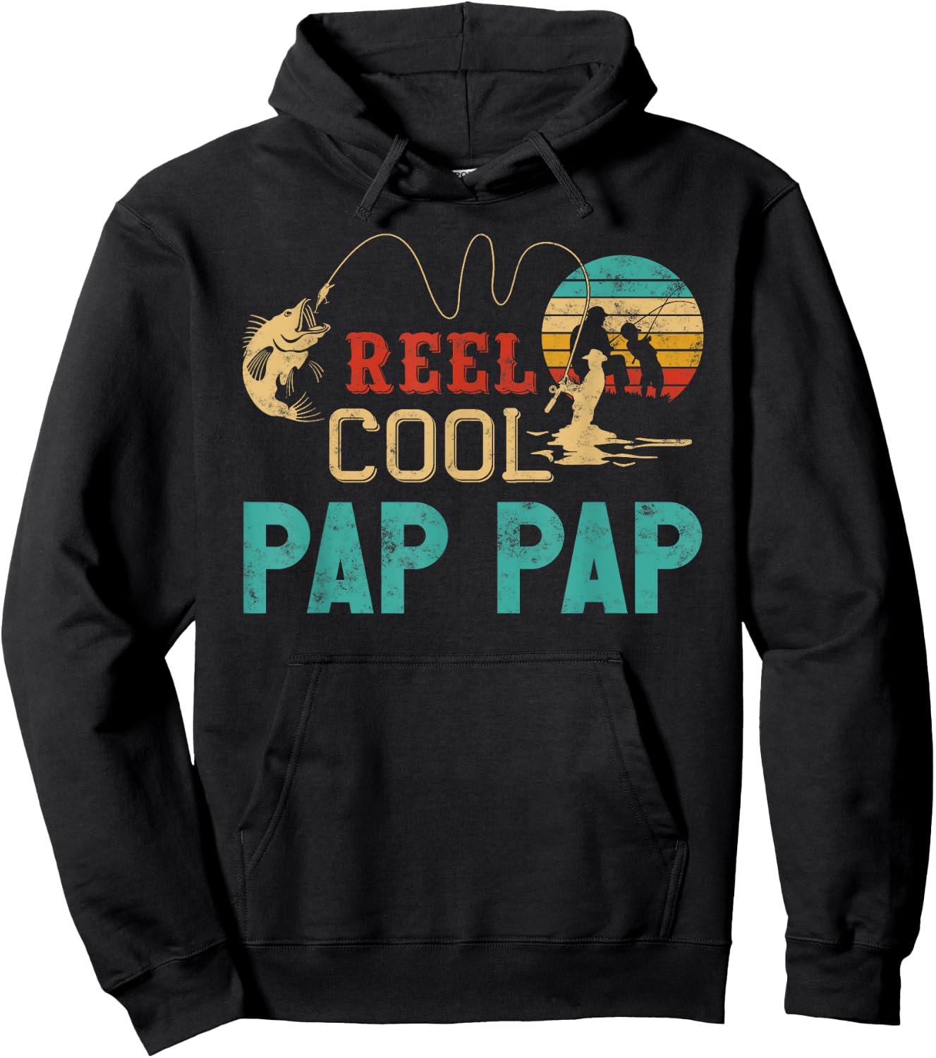 Reel cool Pap Pap Fishing Father’s Day gift Fisherman G-Dad Hoodie - Hoodie | Black