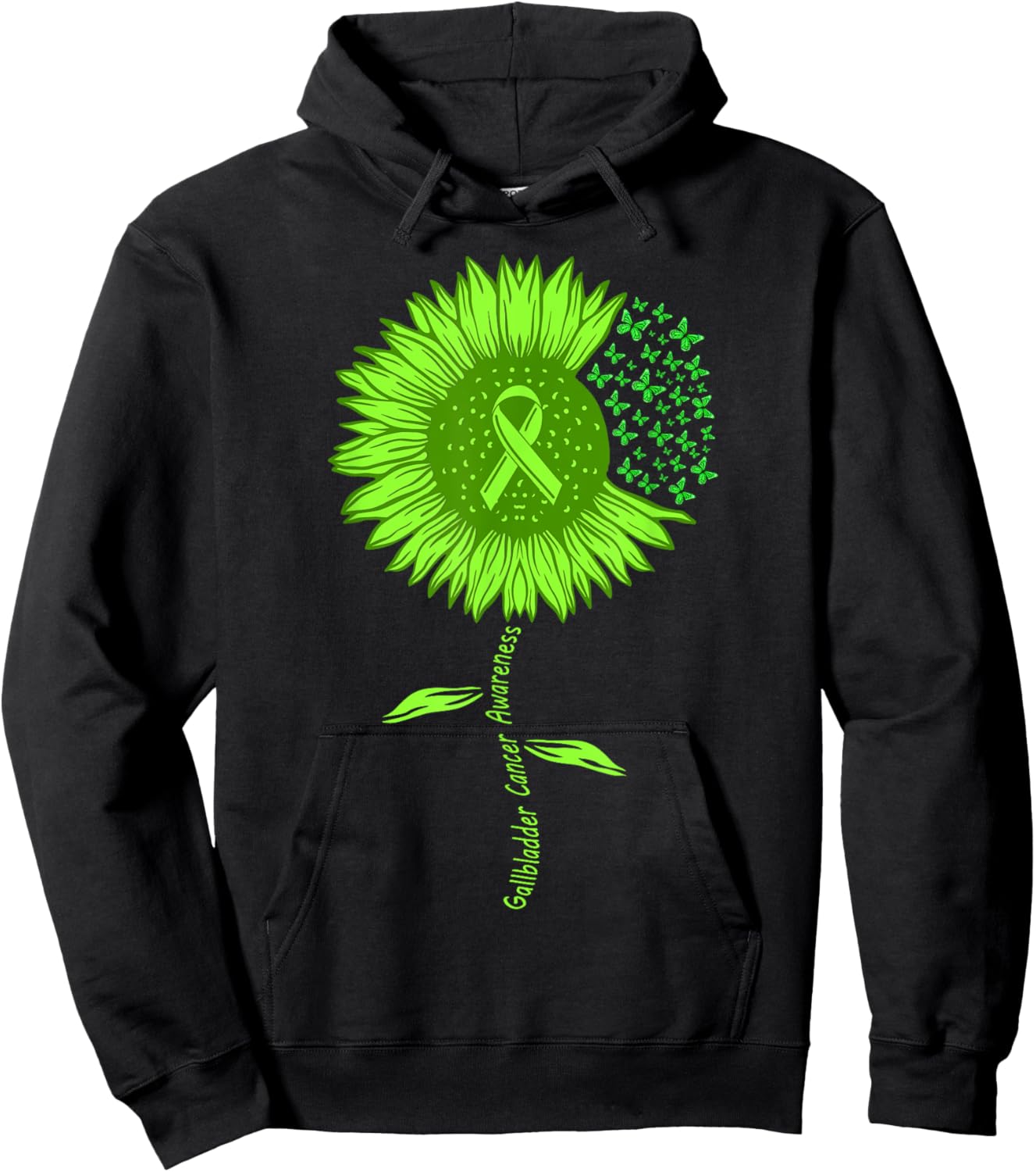 Bile Duct Gallbladder Cancer Warrior Awareness Green ribbon Hoodie - Hoodie | Black