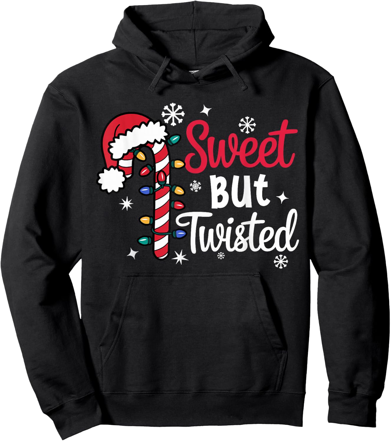 Funny Christmas Candy Cane Sweet But Twisted Hoodie - Hoodie | Black