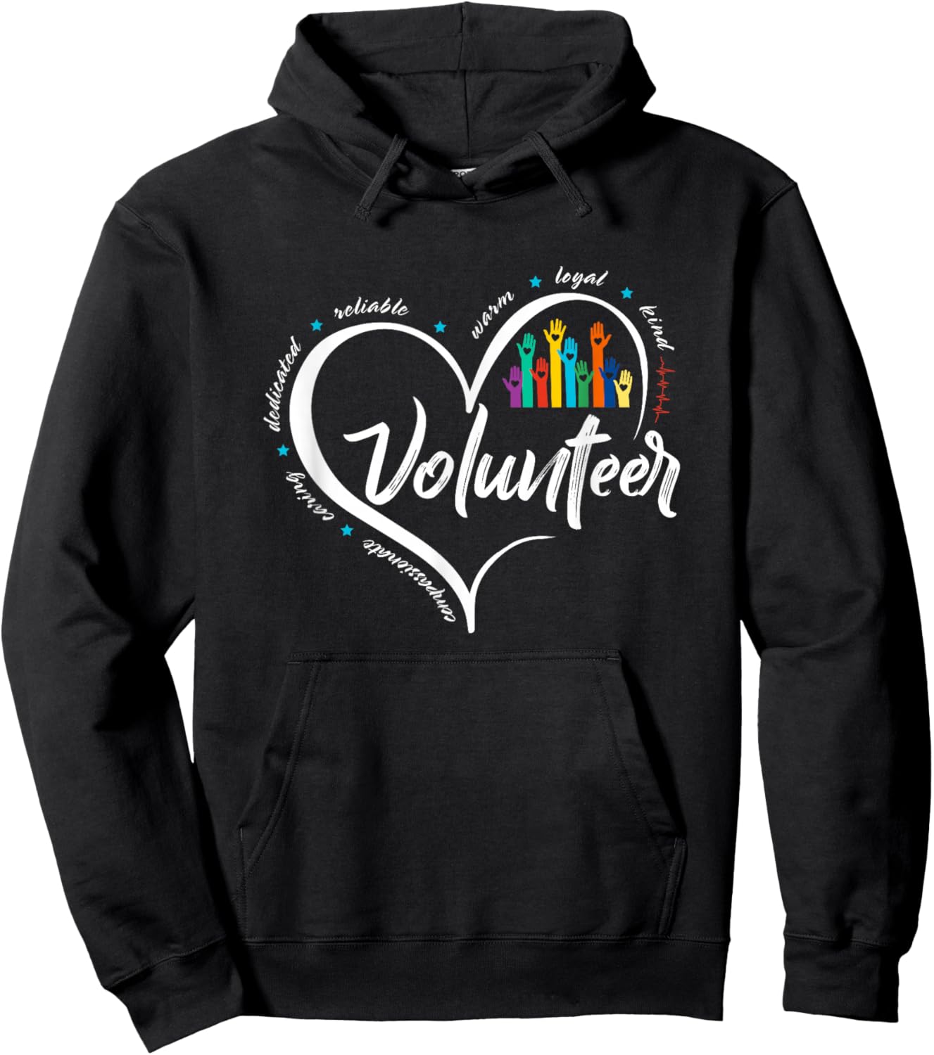 Funny Volunteer Heart Back To School Art Vintage Hoodie - Hoodie | Black