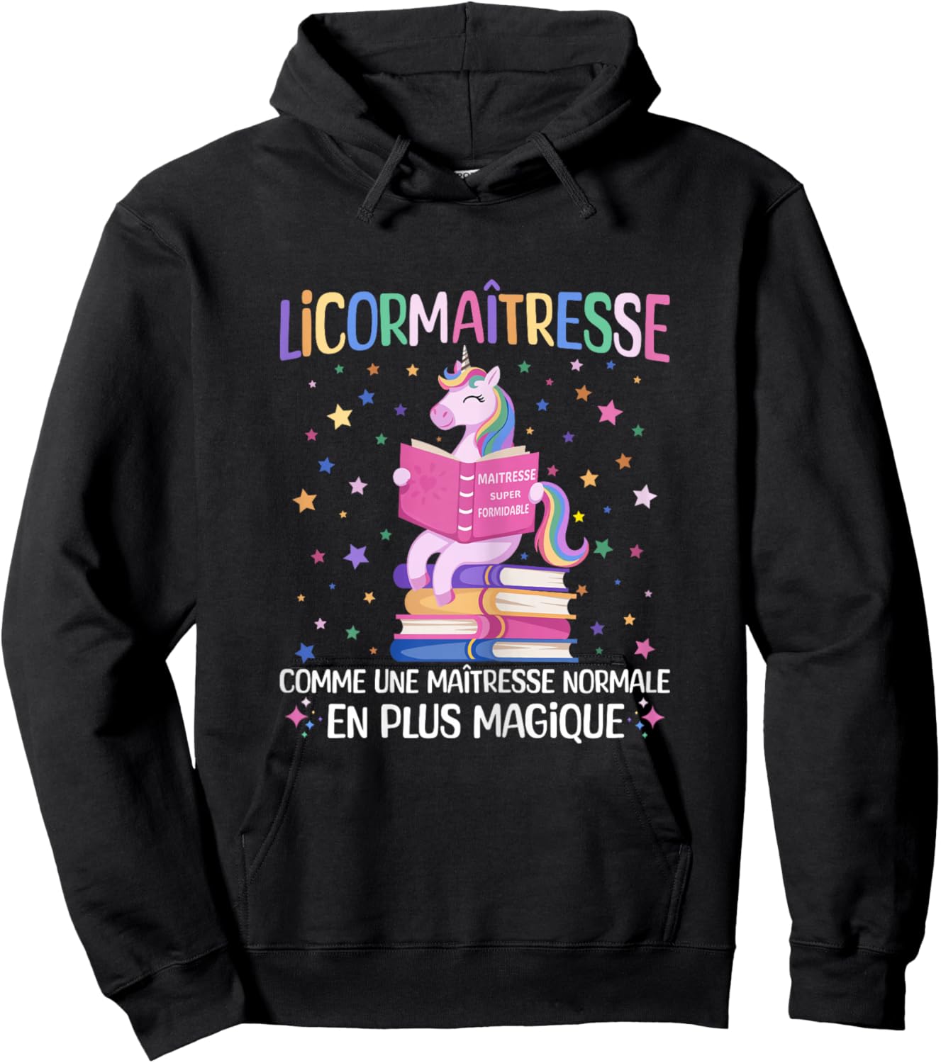 Licormaitresse Funny Maitresse Unicorn Teacher Gift Hoodie - Hoodie | Black