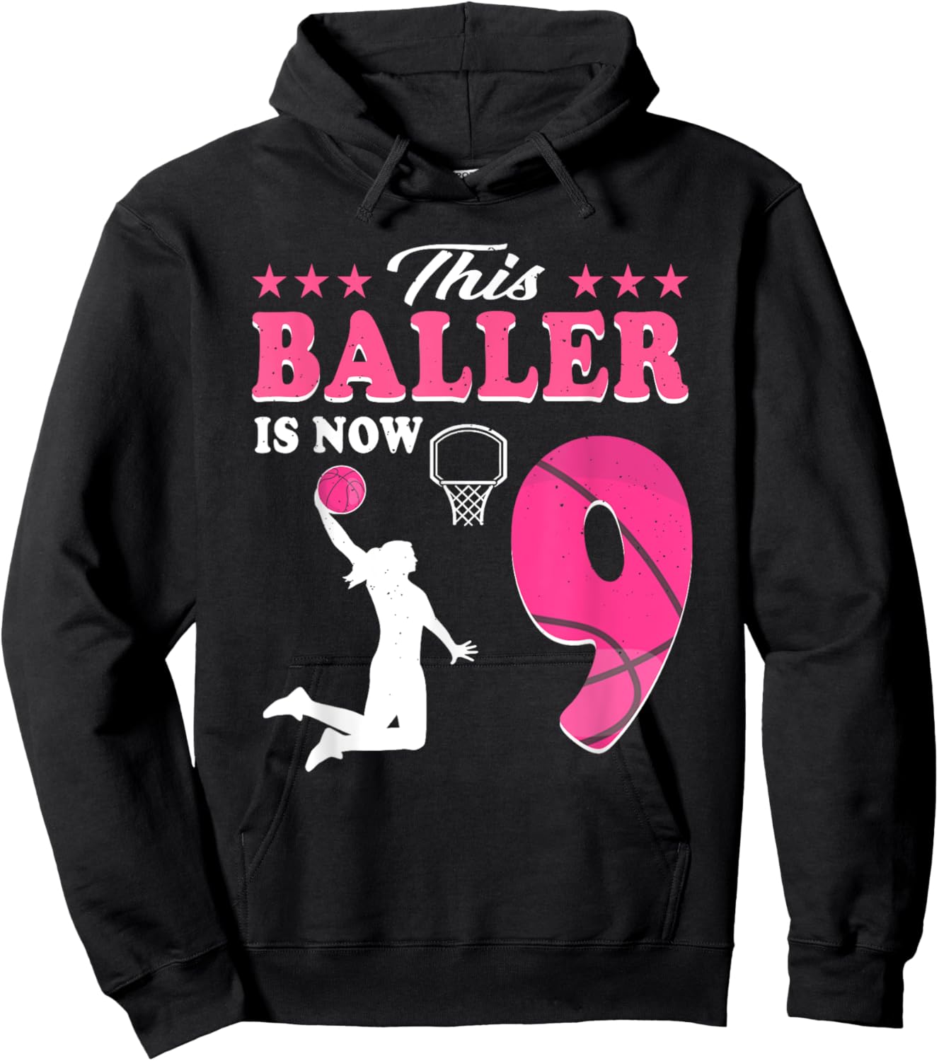 This Baller Is Now 9 Year Old Basketball 9th Birthday Hoodie - Hoodie | Black
