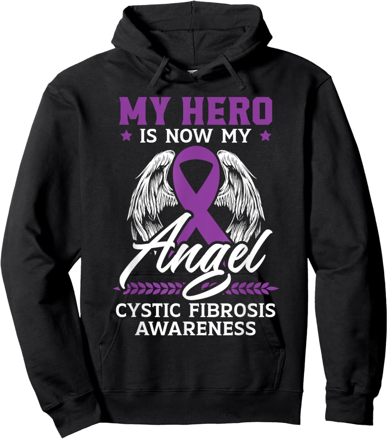 My Hero Is Now My Angel Cystic Fibrosis Awareness Hoodie - Hoodie | Black