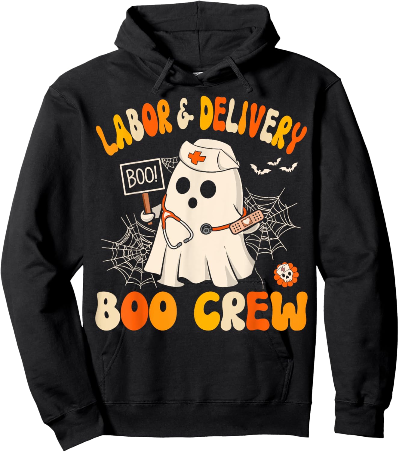 Labor & Delivery Boo Crew Funny L&d Nurse Halloween Hoodie - Hoodie | Black