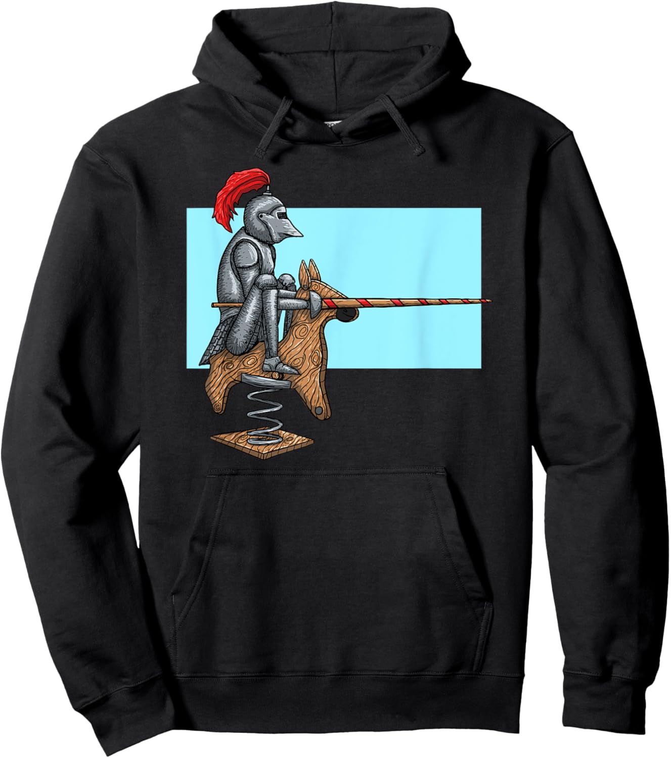 Toy medieval knight funny European on a horse in steel armor Hoodie - Hoodie | Black