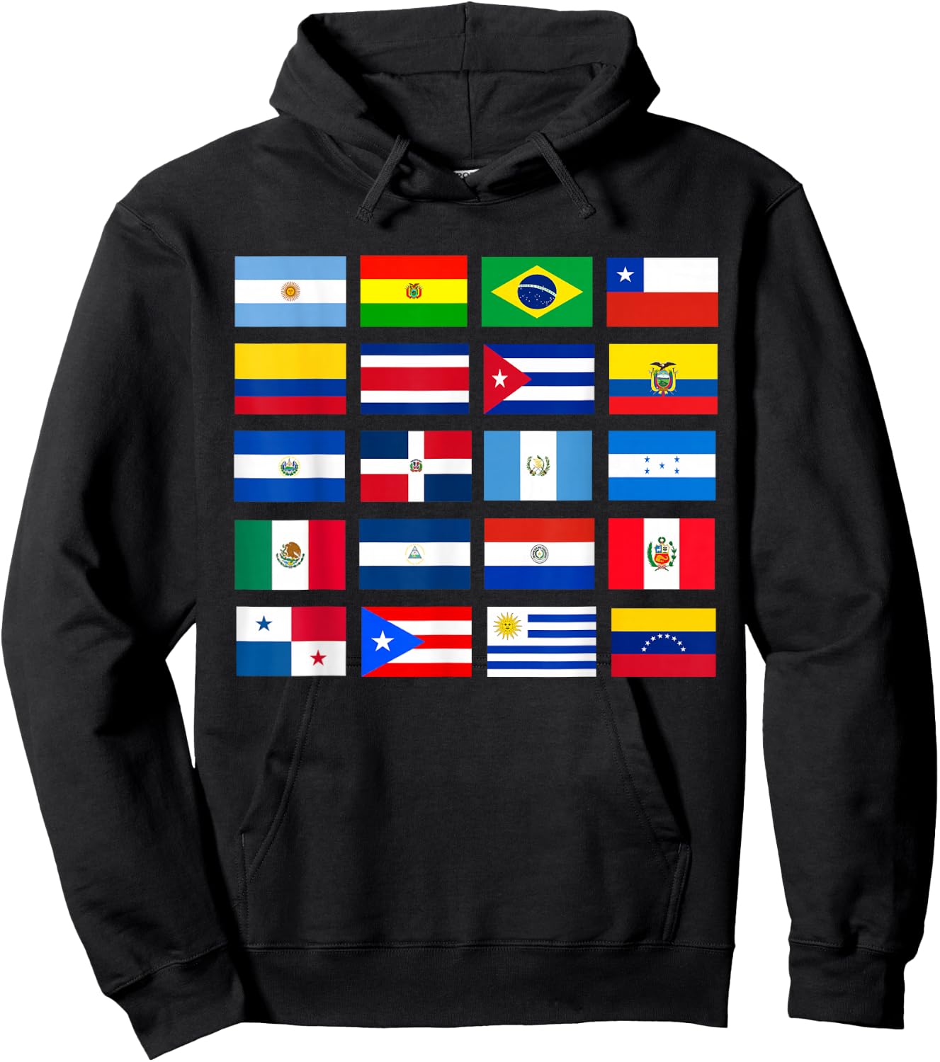 Latin American Flags Hispanic Heritage Month Hoodie - Hoodie | Black