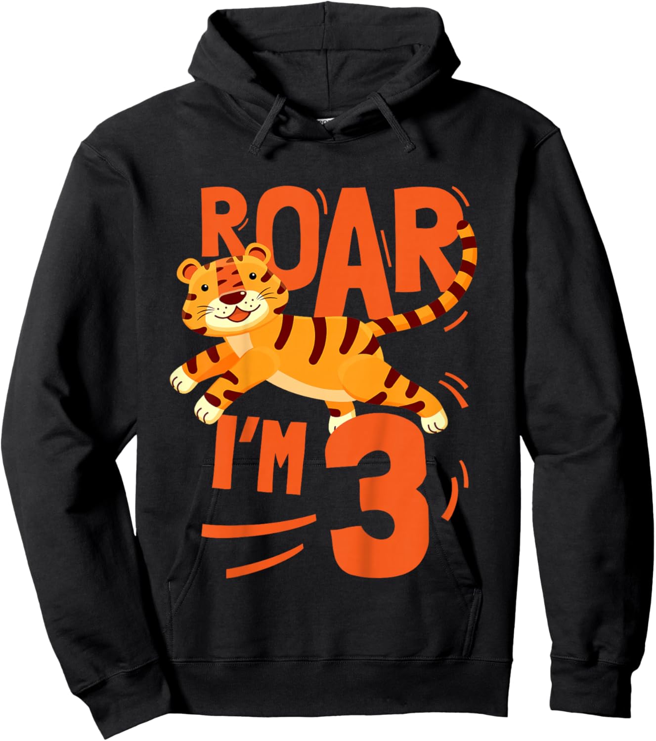 Kids Tiger 3rd Birthday Jungle Party Tiger Age 3 Wild Animal Hoodie - Hoodie | Black
