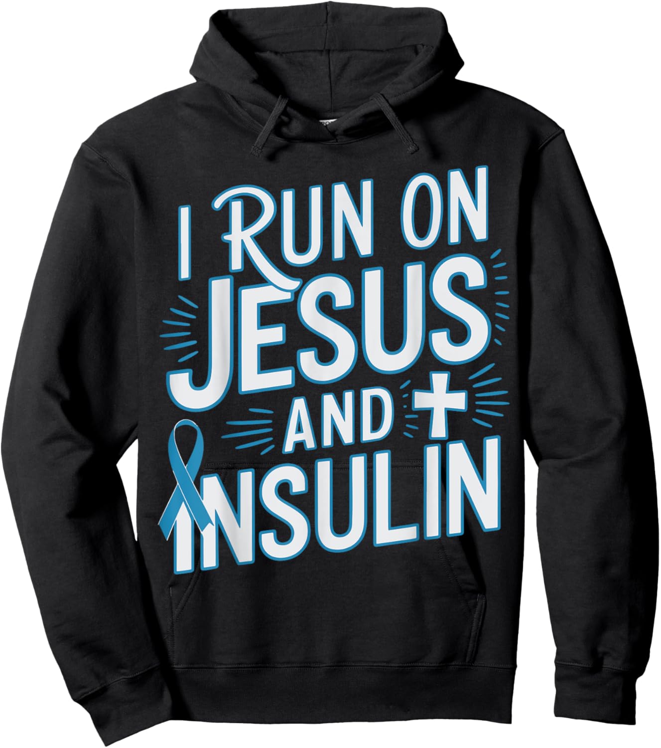I Run On Jesus And Insulin Christian Hoodie - Hoodie | Black