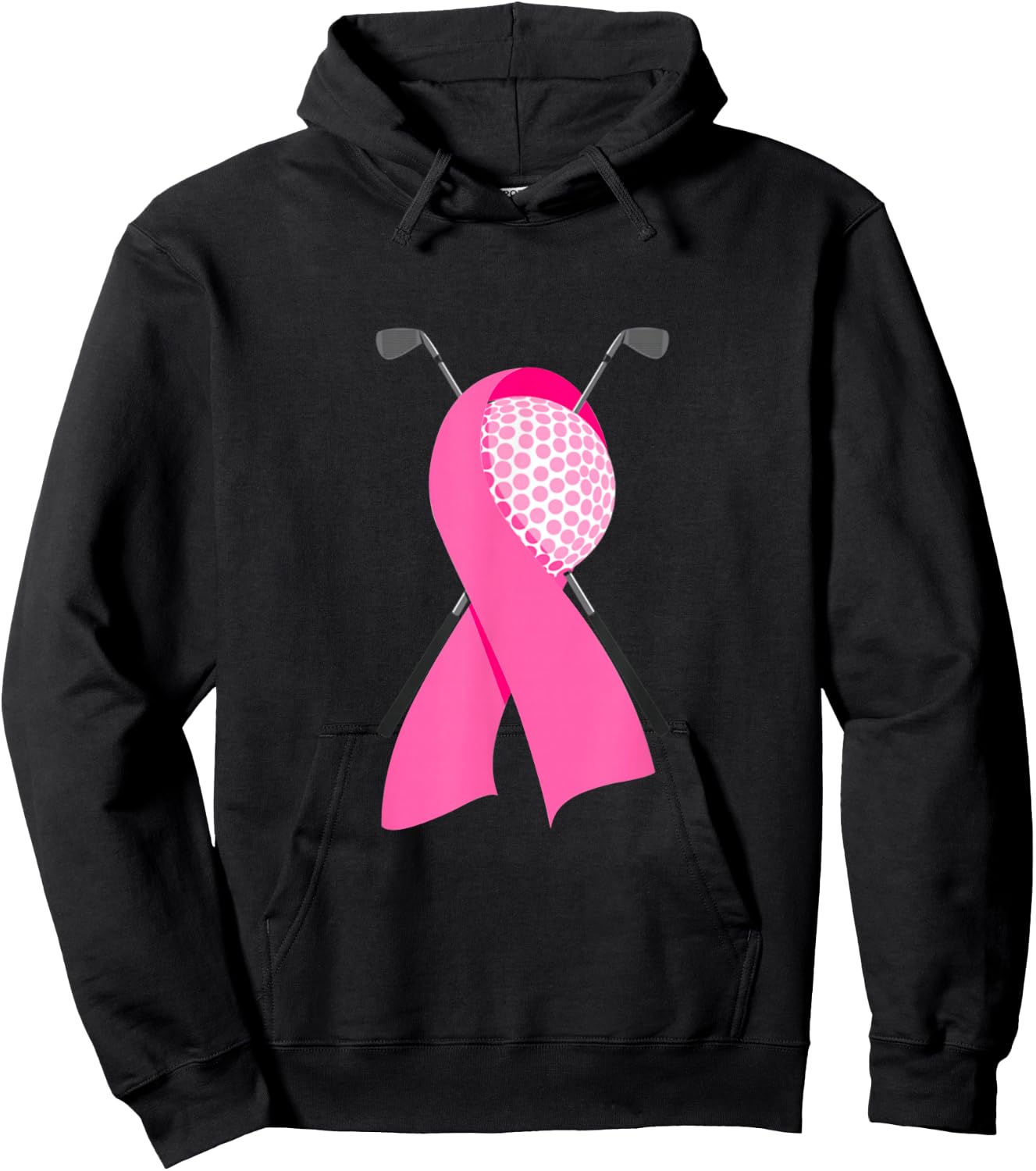 Funny Golf Pink Ribbon Breast Cancer Awareness Support Mom Hoodie - Hoodie | Black