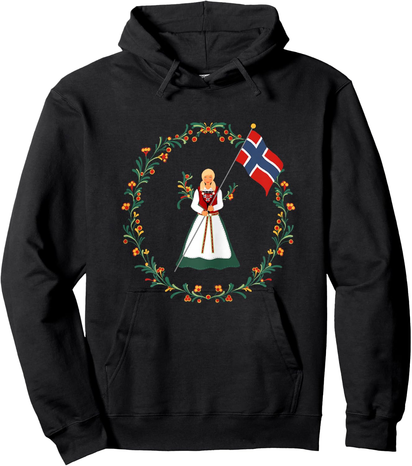 Norway Pride Norwegian Bunad Girl Flag Gift Pride Hoodie - Hoodie | Black