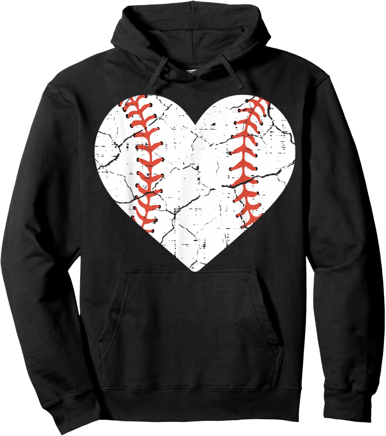 Baseball Heart Sports Player Coach Fan Women Girls Hoodie - Hoodie | Black