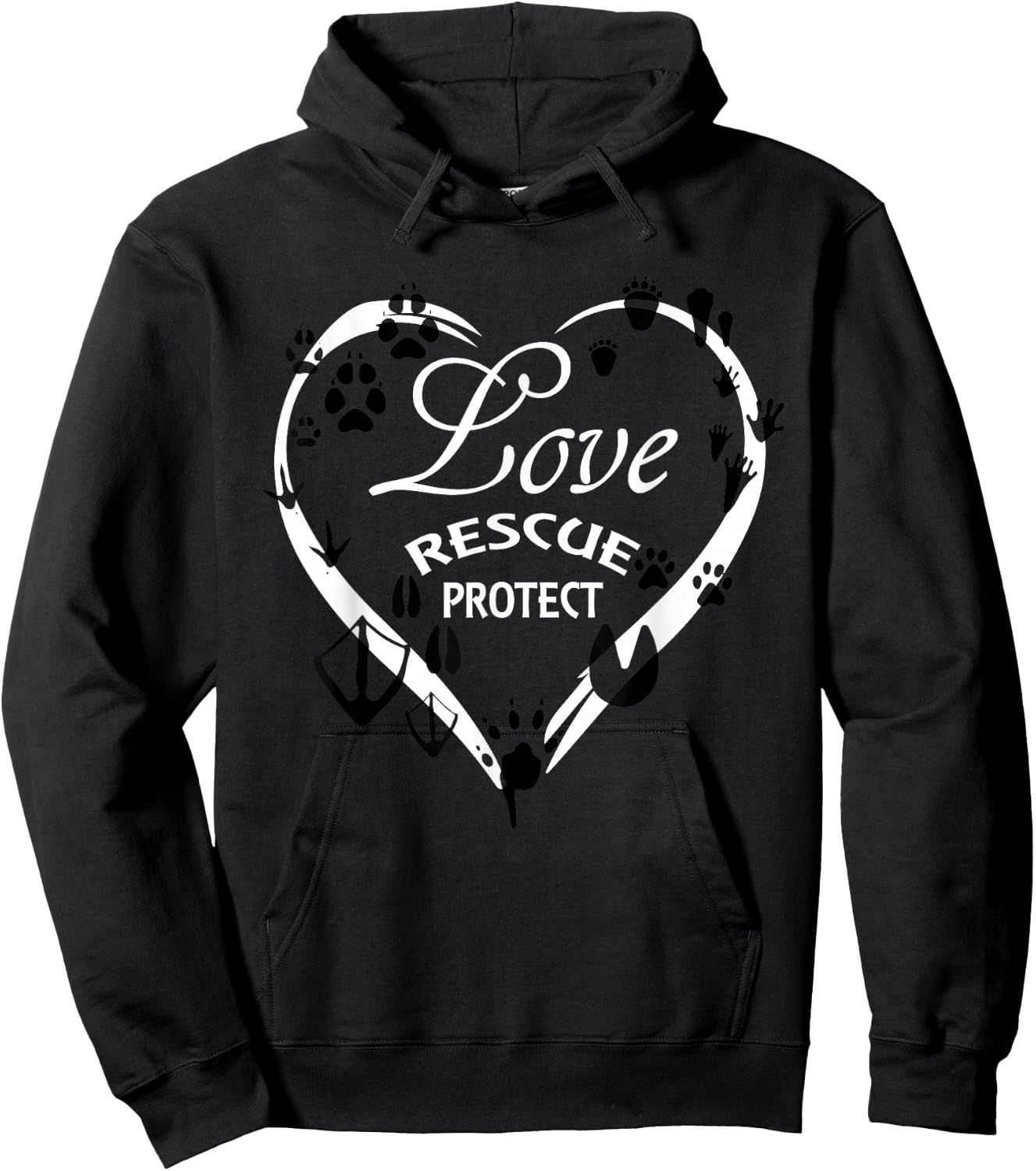 LOVE Rescue Protect Wildlife Save Animals Hoodie - Hoodie | Black