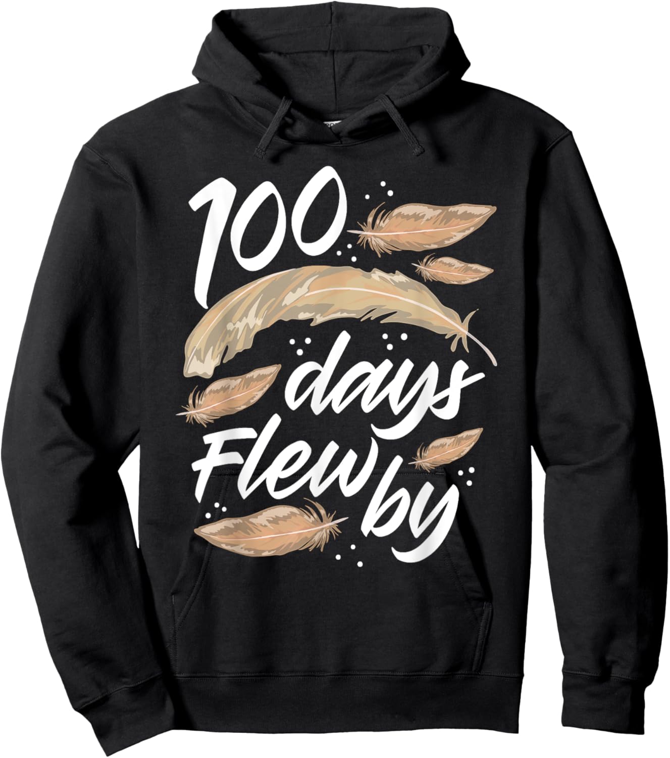 100 Days Of School Flew By Bird Feather 100th Day Cute Hoodie - Hoodie | Black